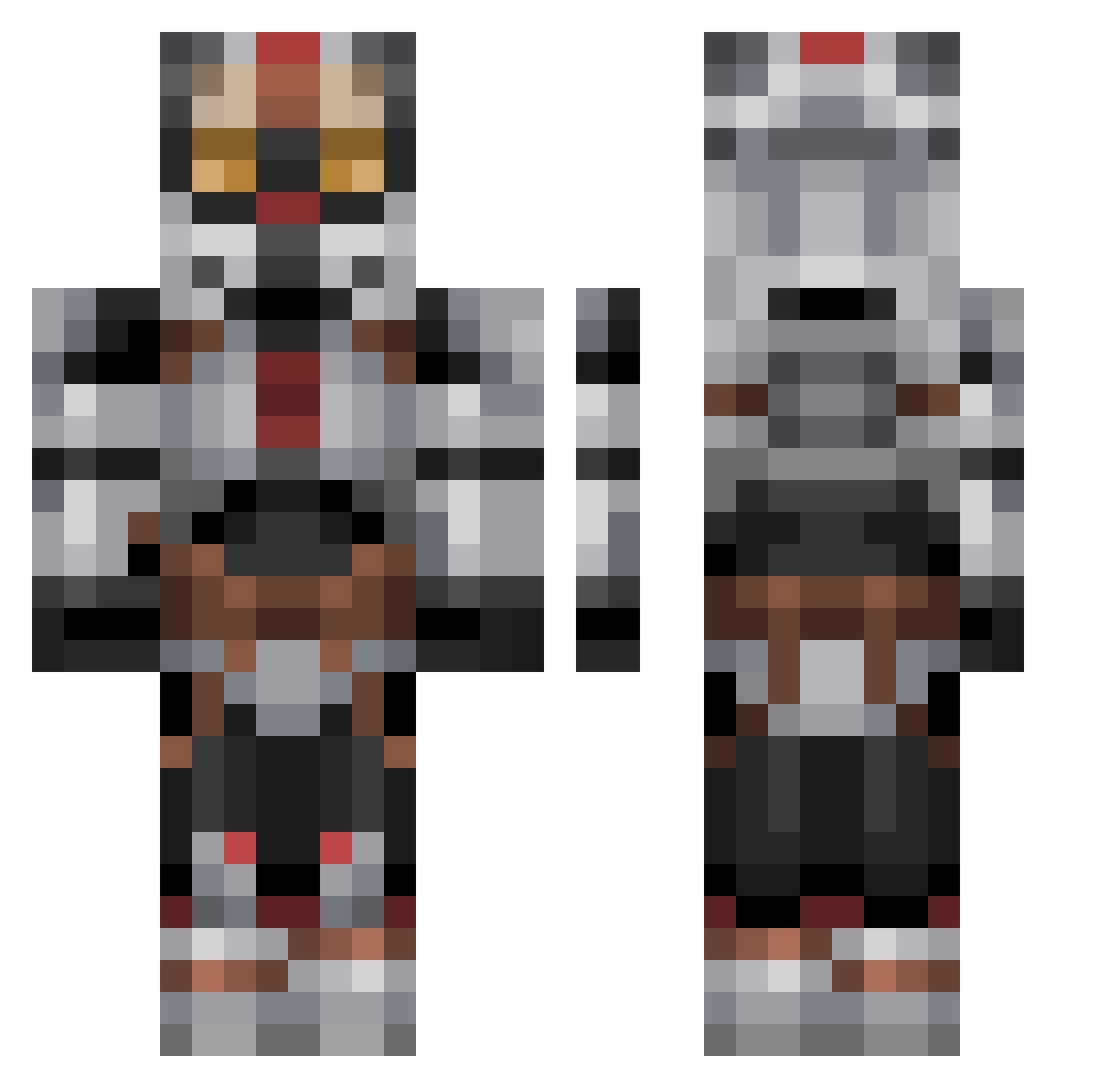 StrayFlux Minecraft skin, front and back view