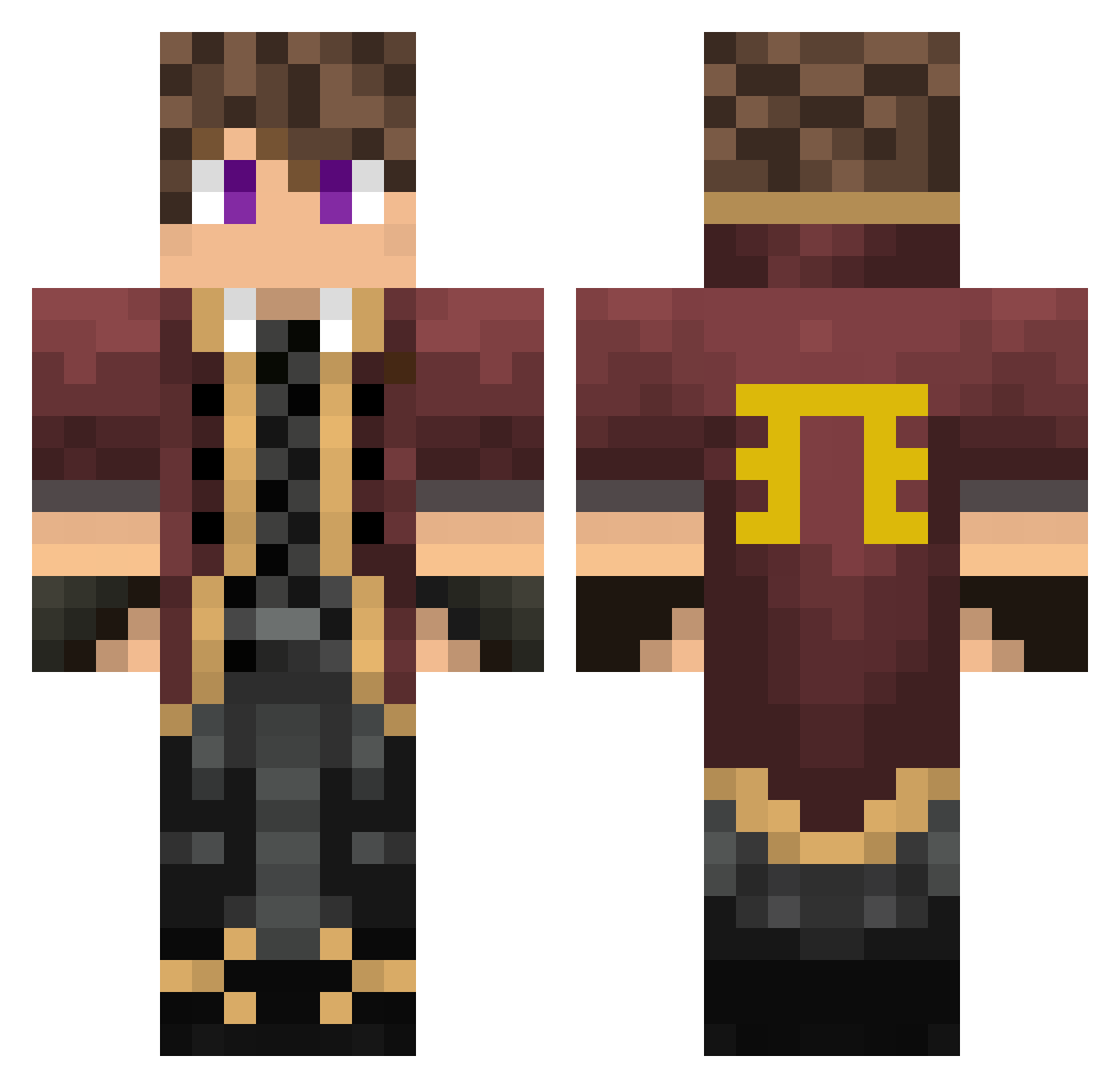 GoogledIE Minecraft skin, front and back view