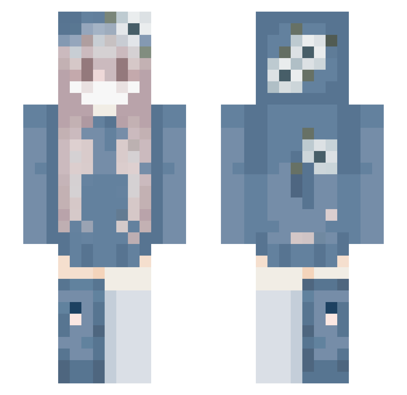 Heavxven Minecraft skin, front and back view