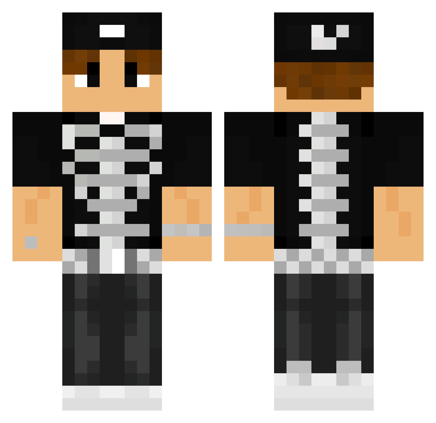 Zelcrow Minecraft skin, front and back view