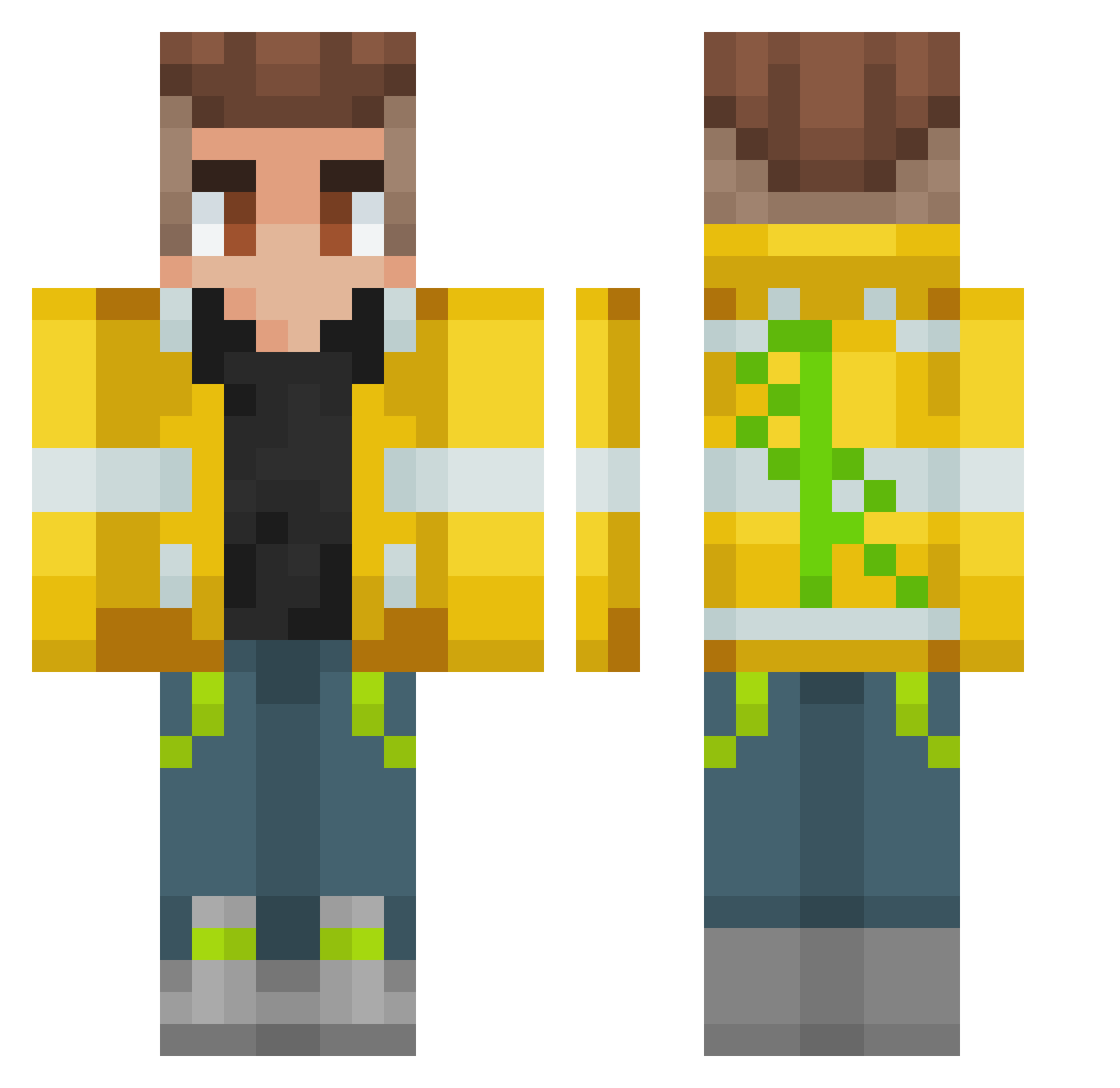 Seksrat Minecraft skin, front and back view
