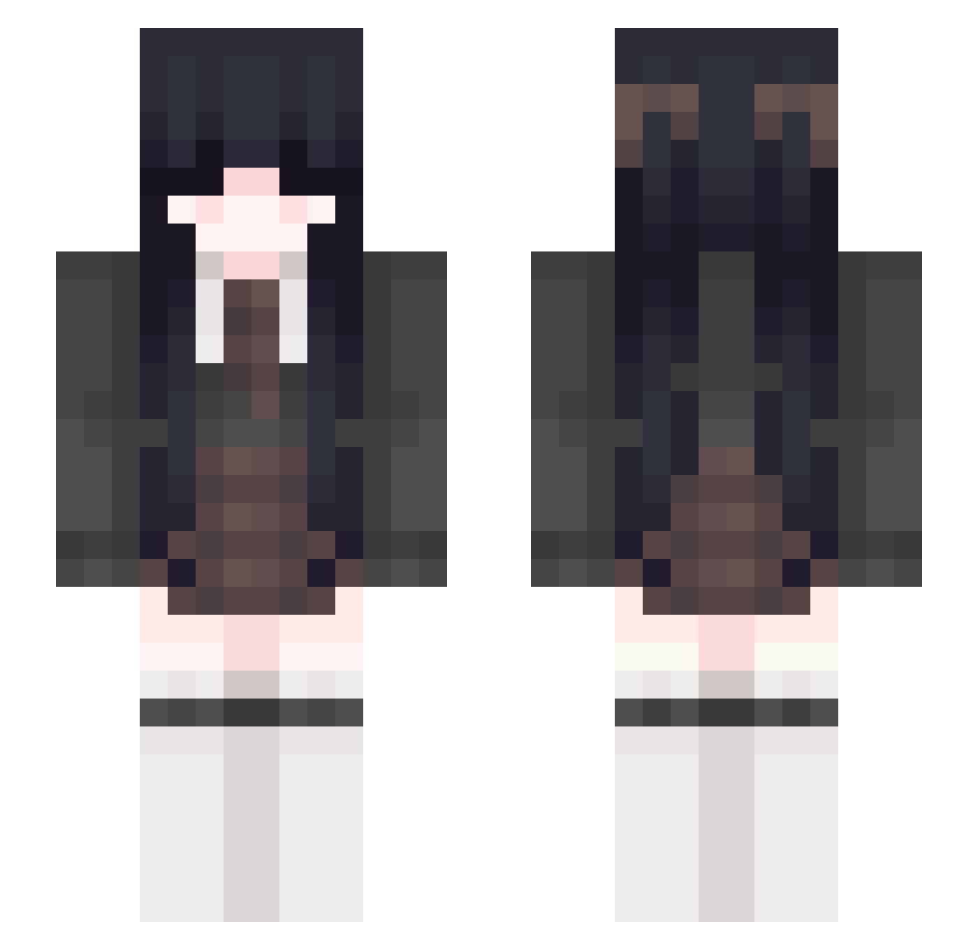 pounded Minecraft skin, front and back view