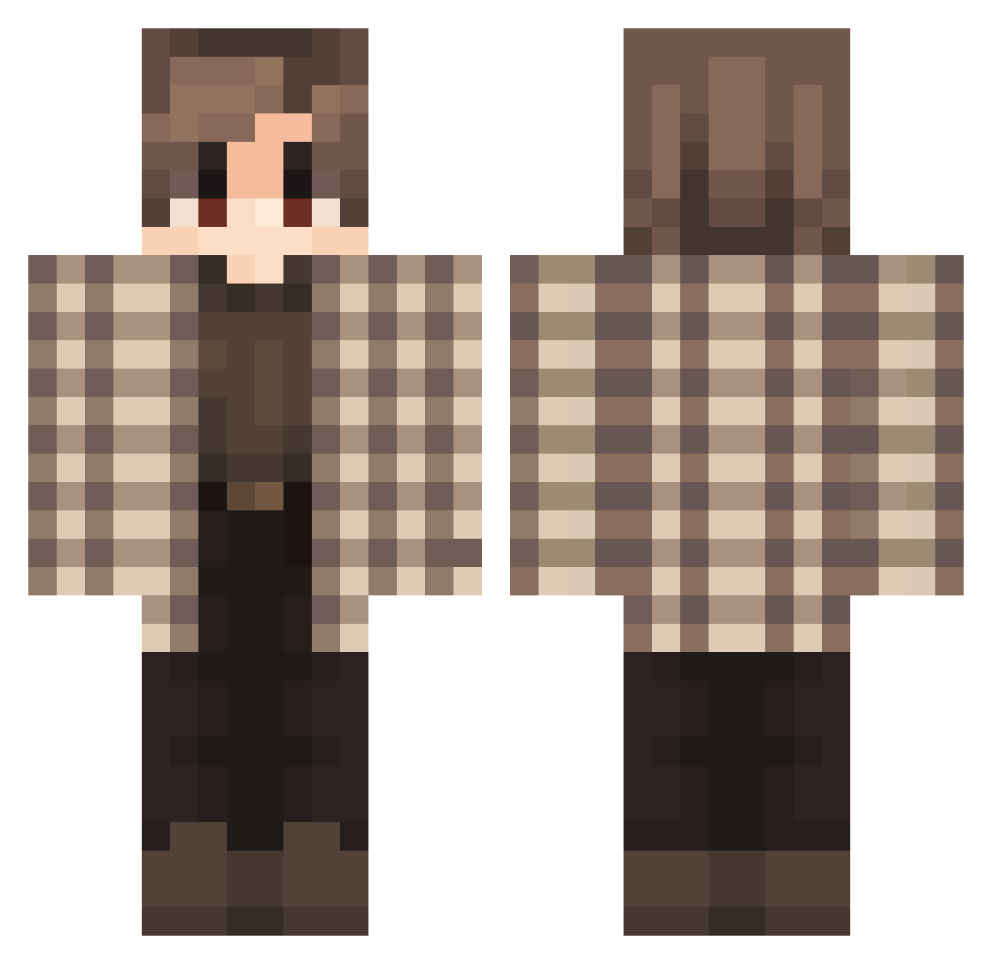 Yuka_Makoto Minecraft skin, front and back view