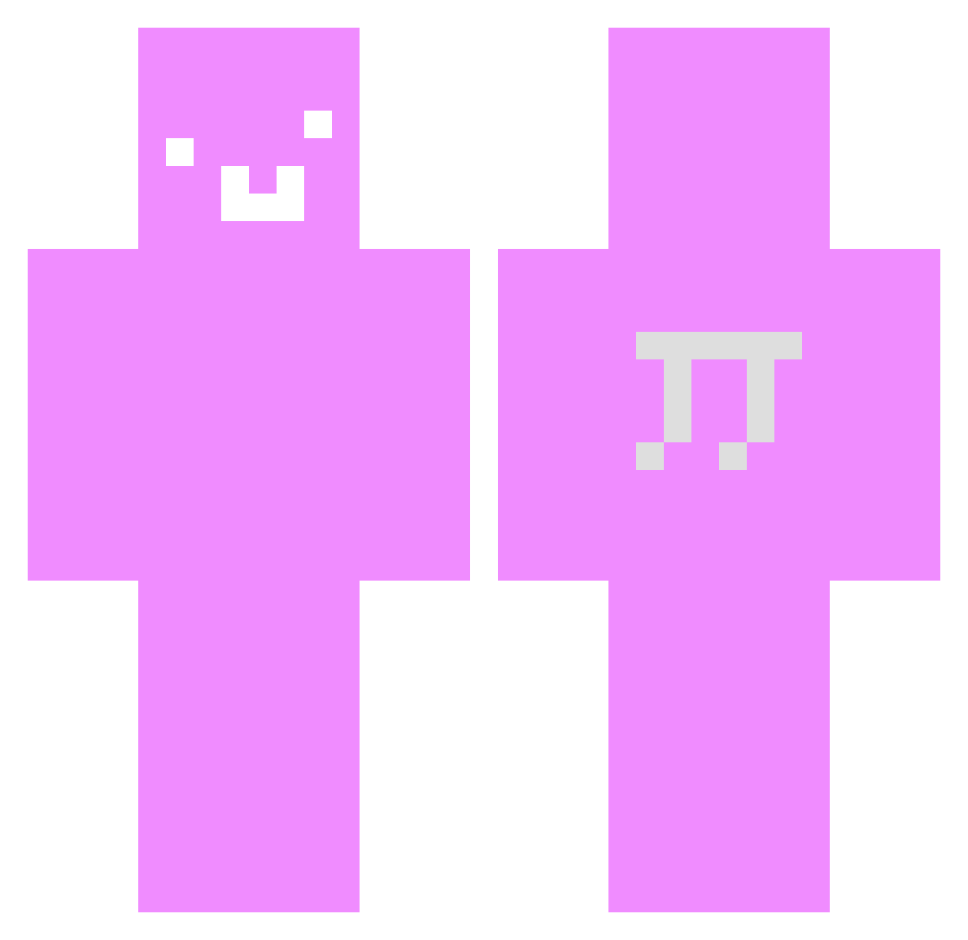 PrefyA Minecraft skin, front and back view