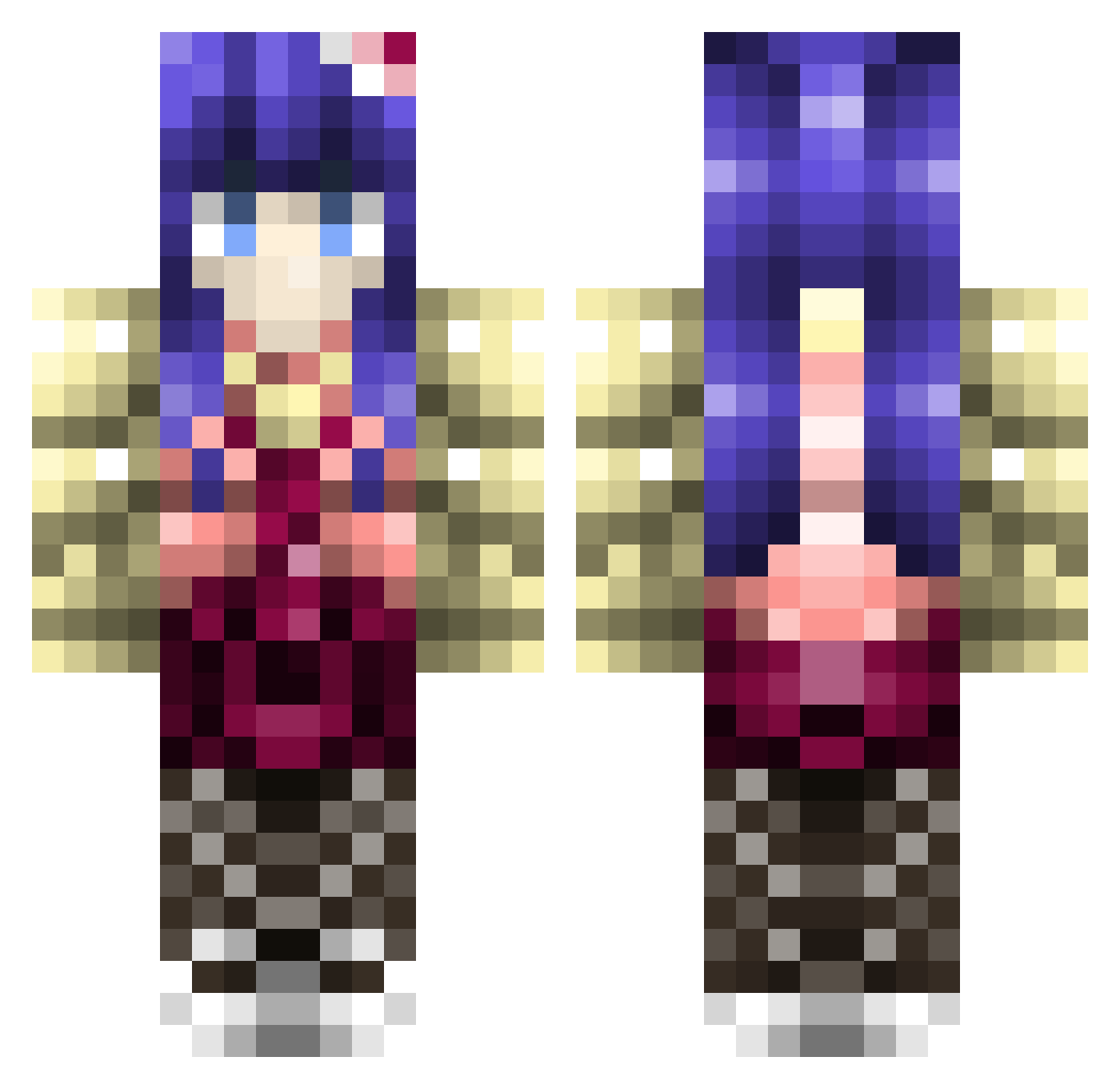 AleEngarde Minecraft skin, front and back view