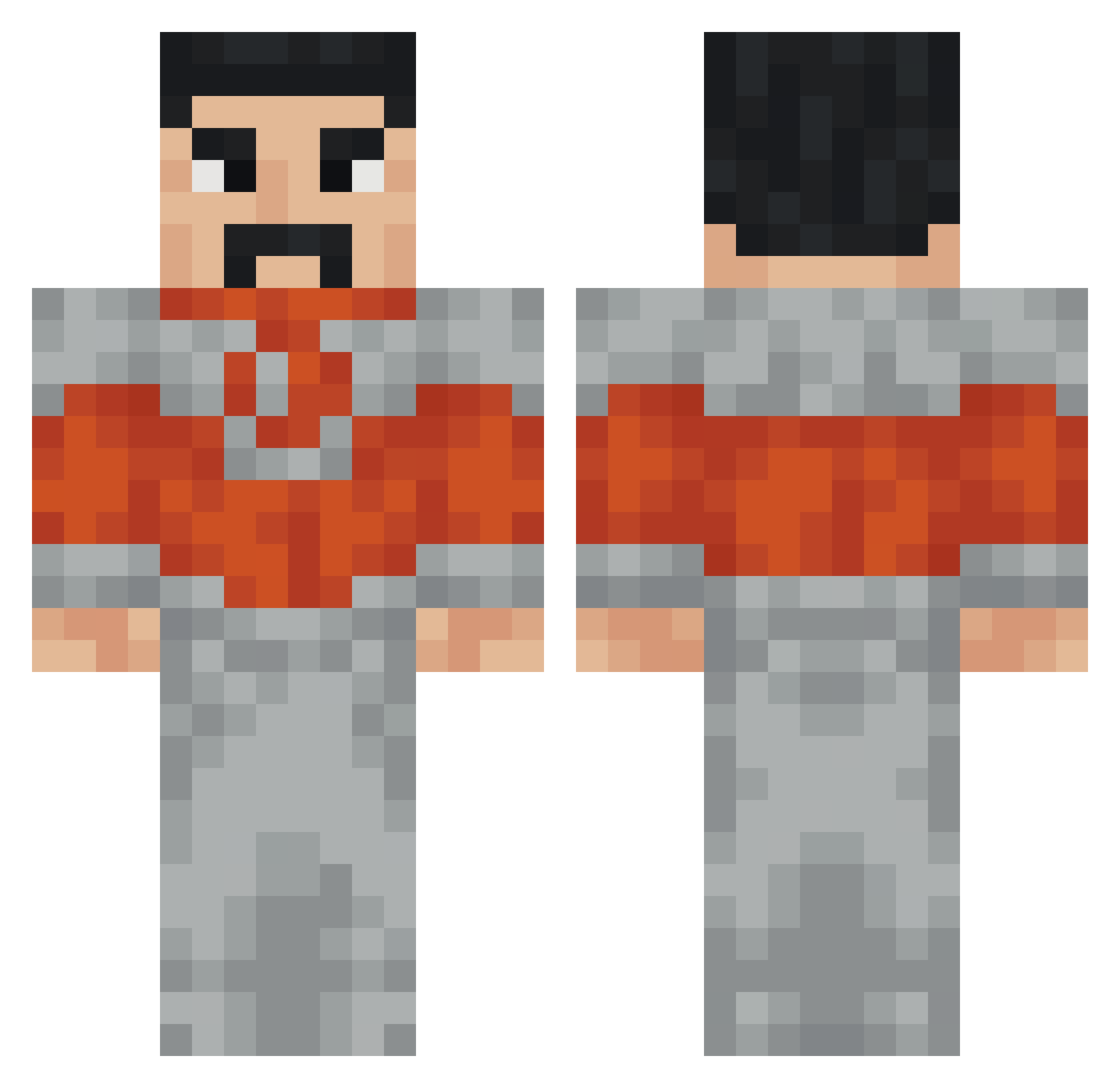 FunnyForAMinute Minecraft skin, front and back view