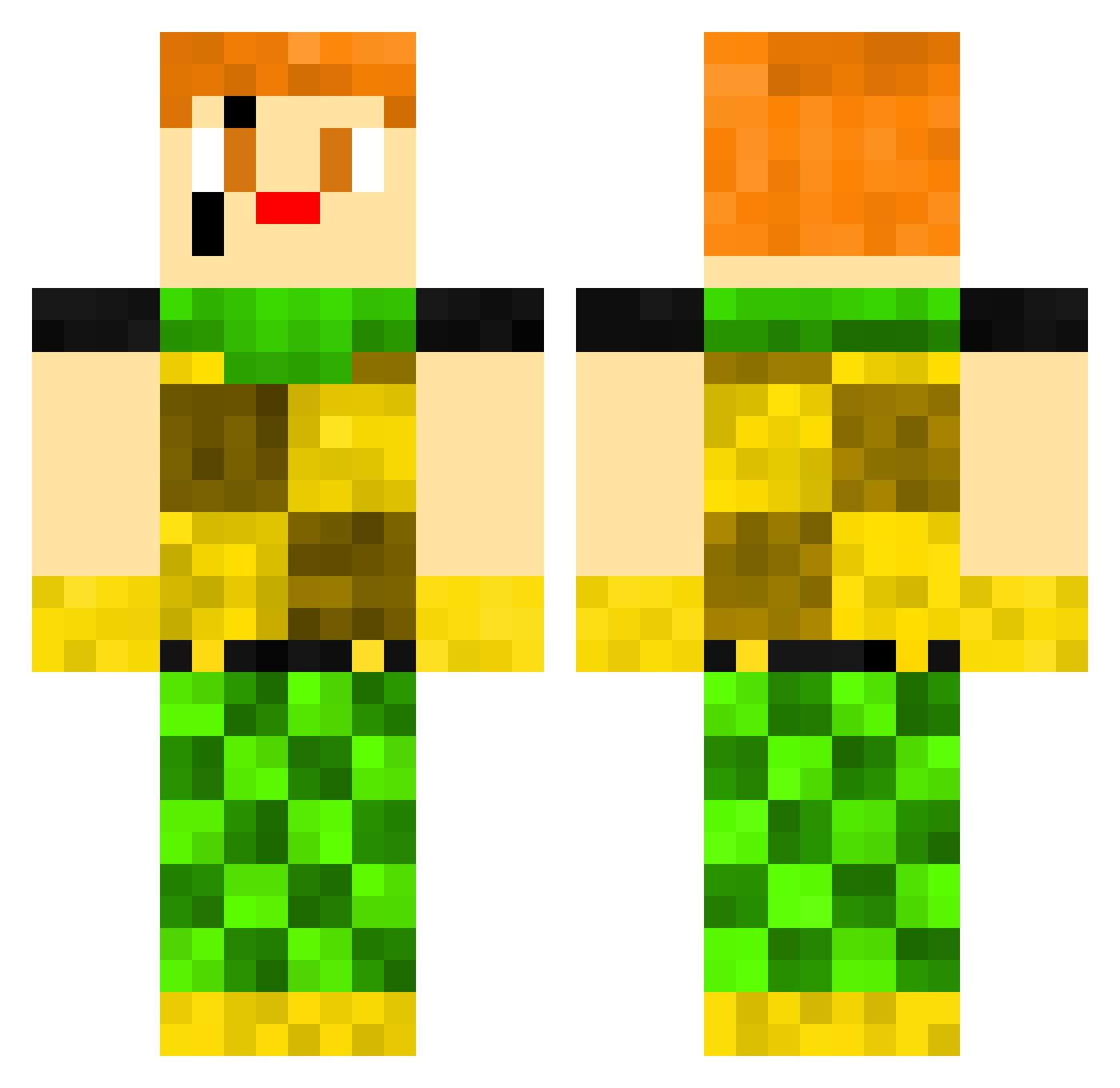 TomDagba Minecraft skin, front and back view