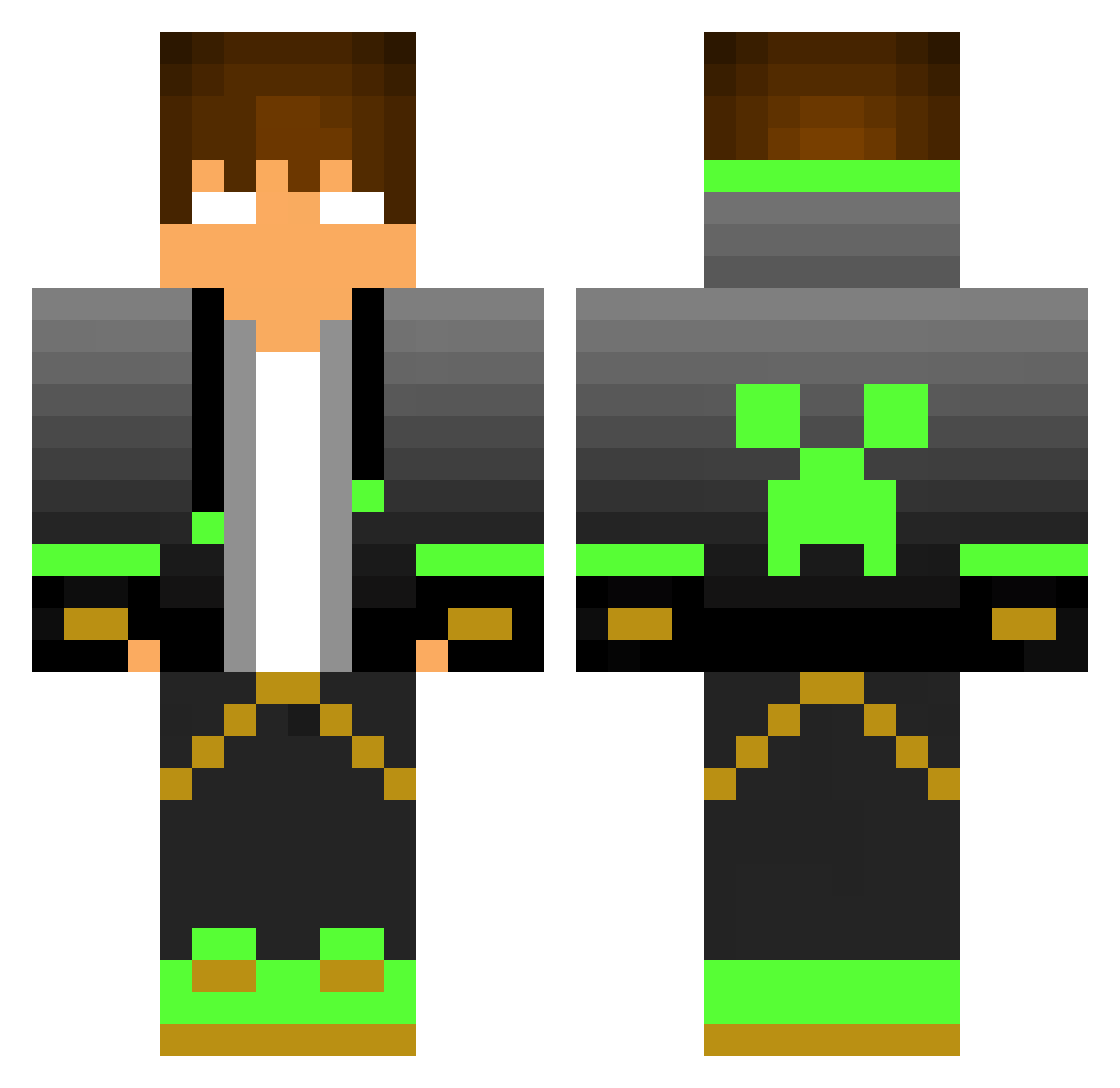 xD_ChaosHD Minecraft skin, front and back view