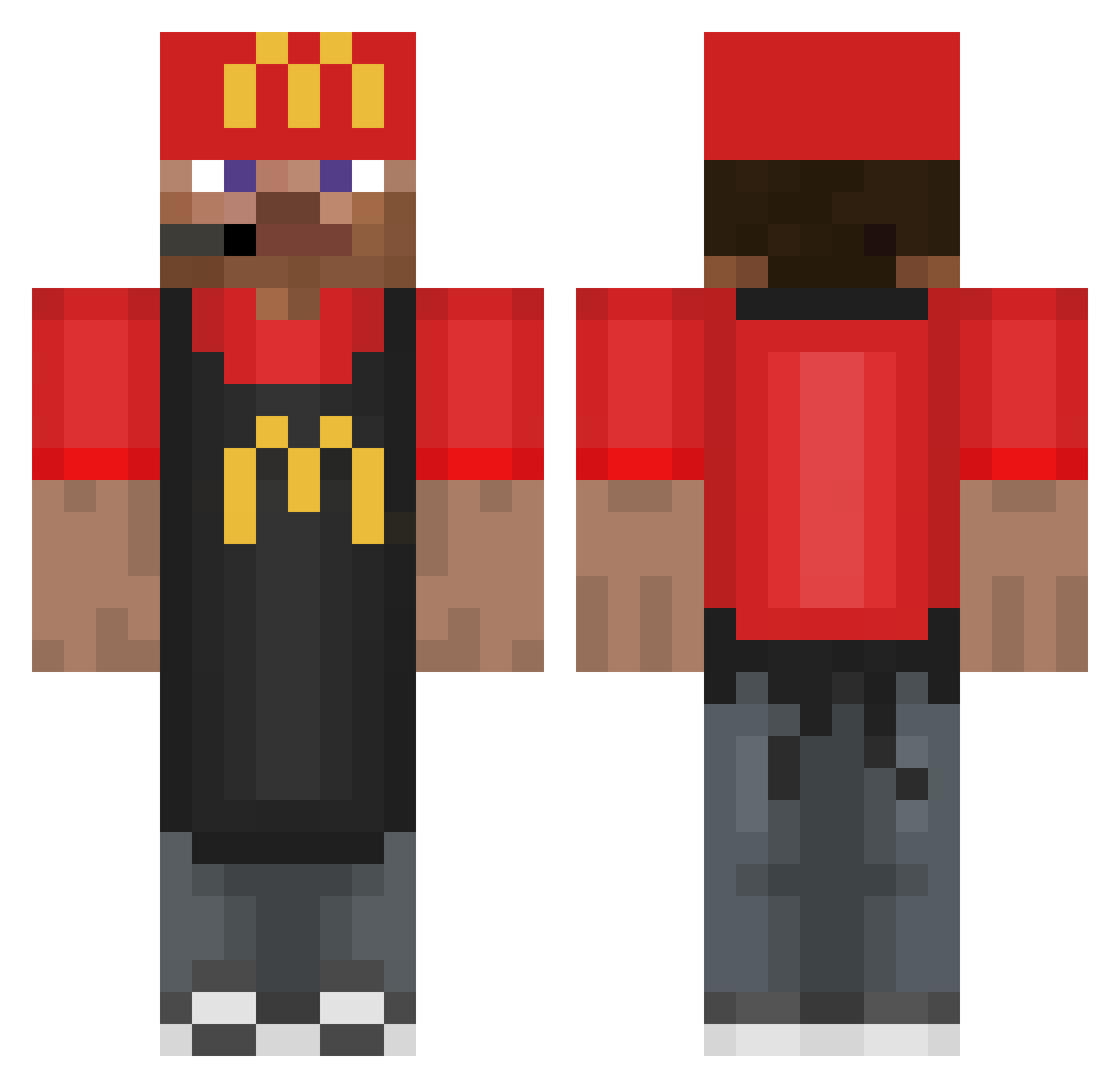 TwoMans Minecraft skin, front and back view