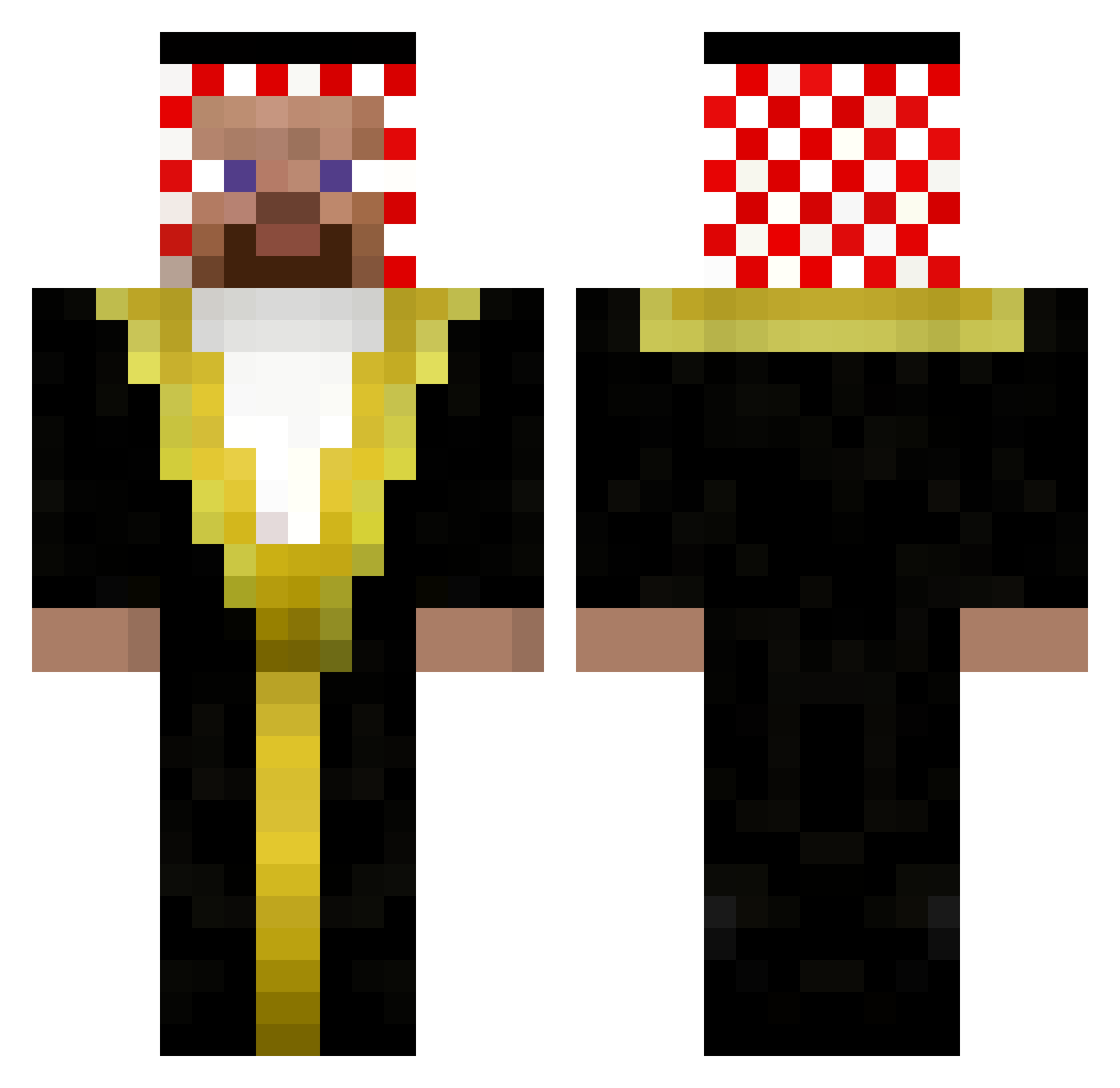 EvilA7med3D Minecraft skin, front and back view