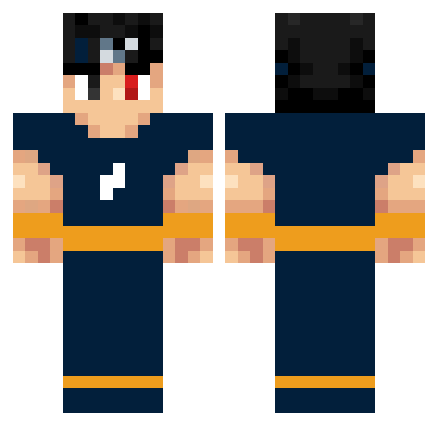 Senatox Minecraft skin, front and back view