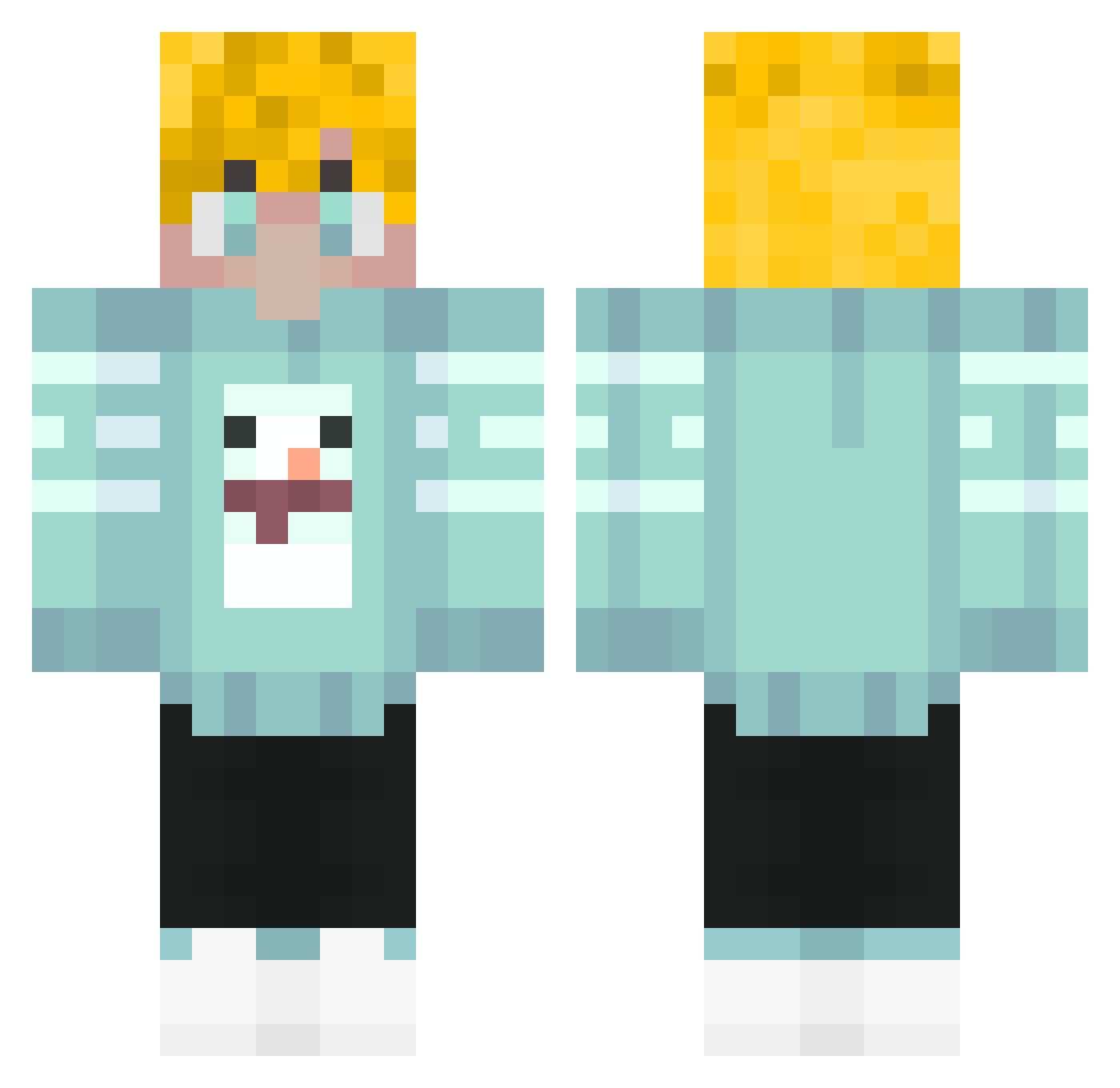 Shyftzz Minecraft skin, front and back view