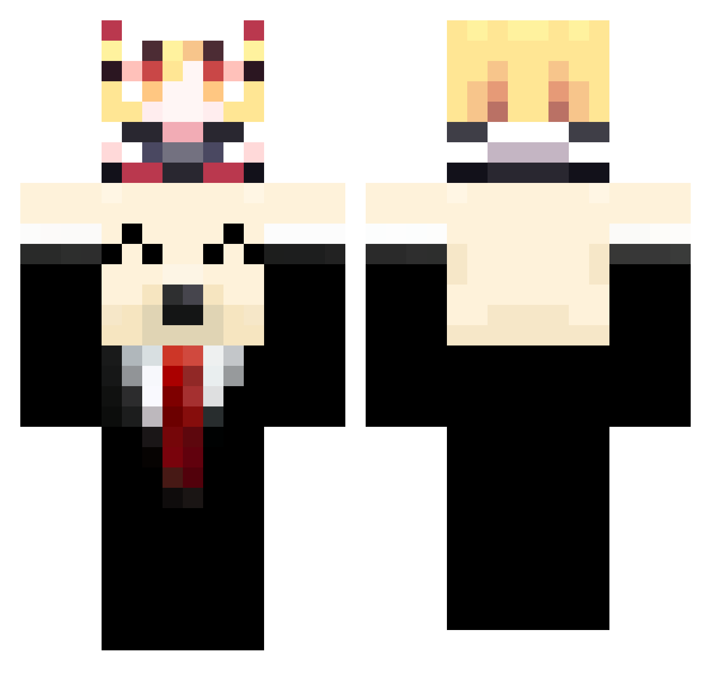 redbean765 Minecraft skin, front and back view
