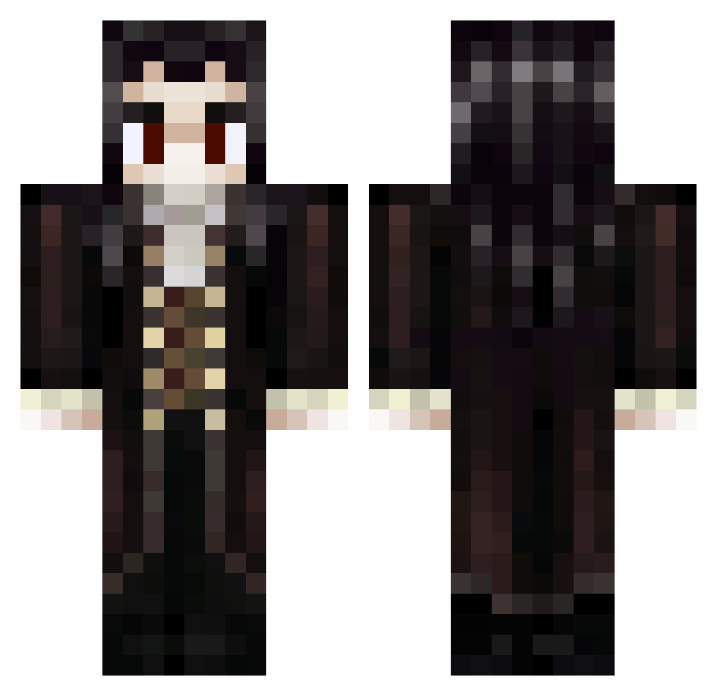 Nelseum Minecraft skin, front and back view