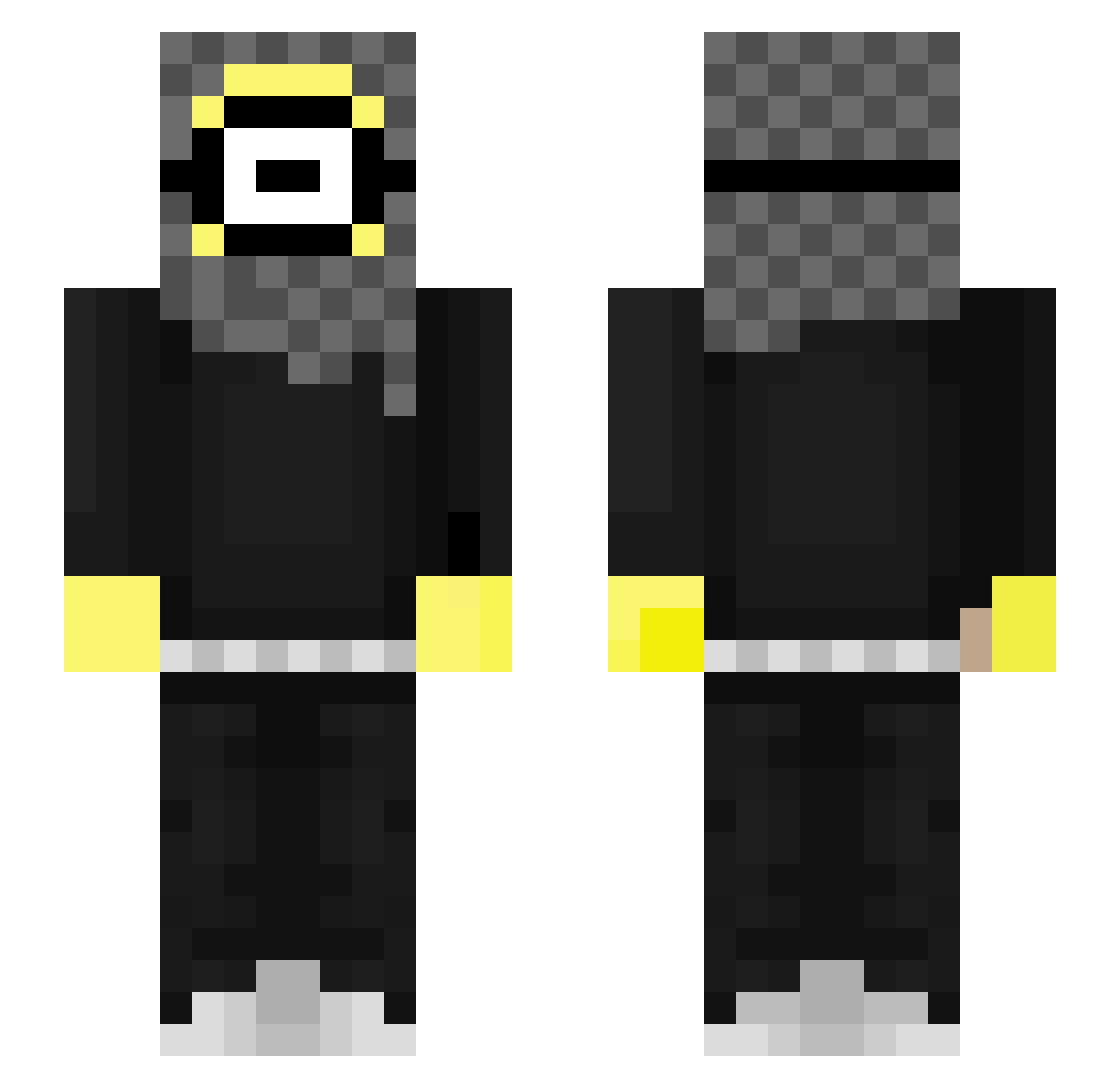 Skunkyak Minecraft skin, front and back view