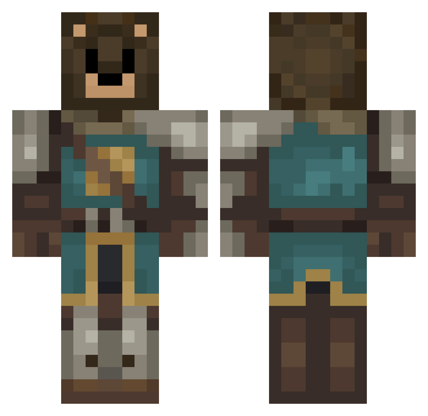 VolatileStorm Minecraft skin, front and back view