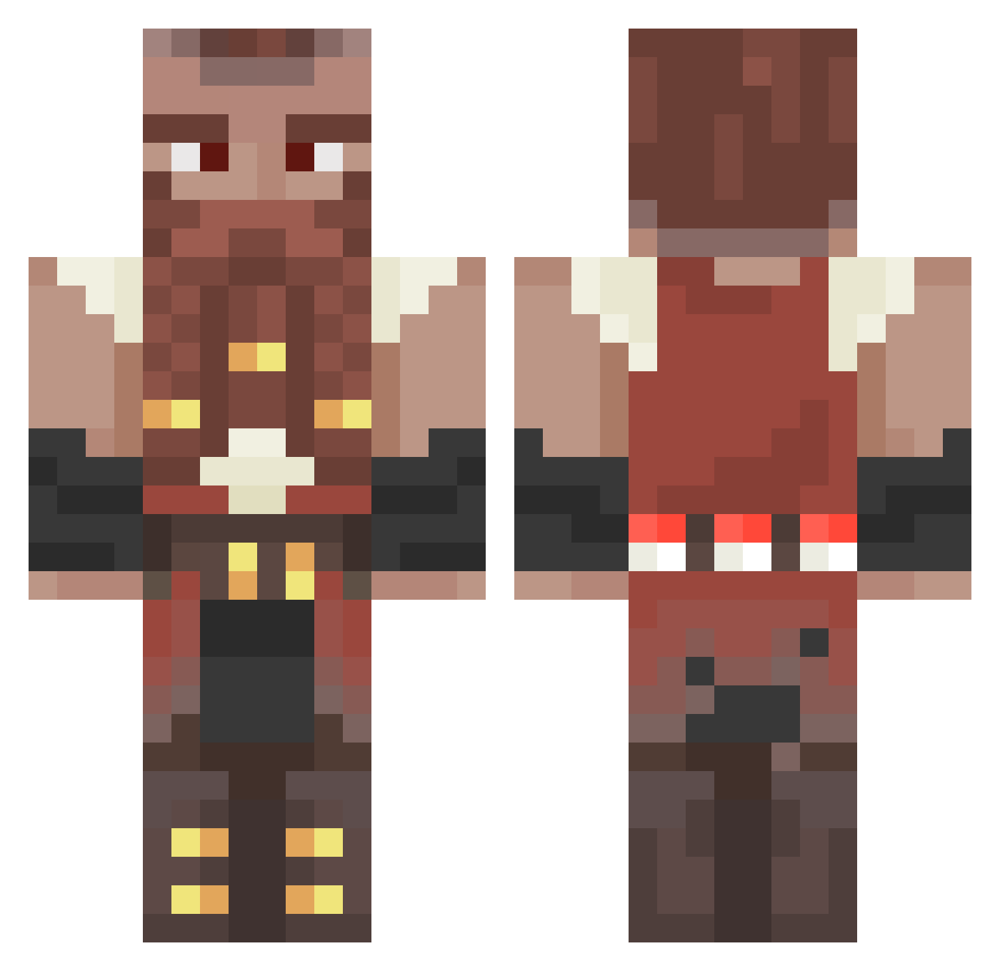 Aloik Minecraft skin, front and back view