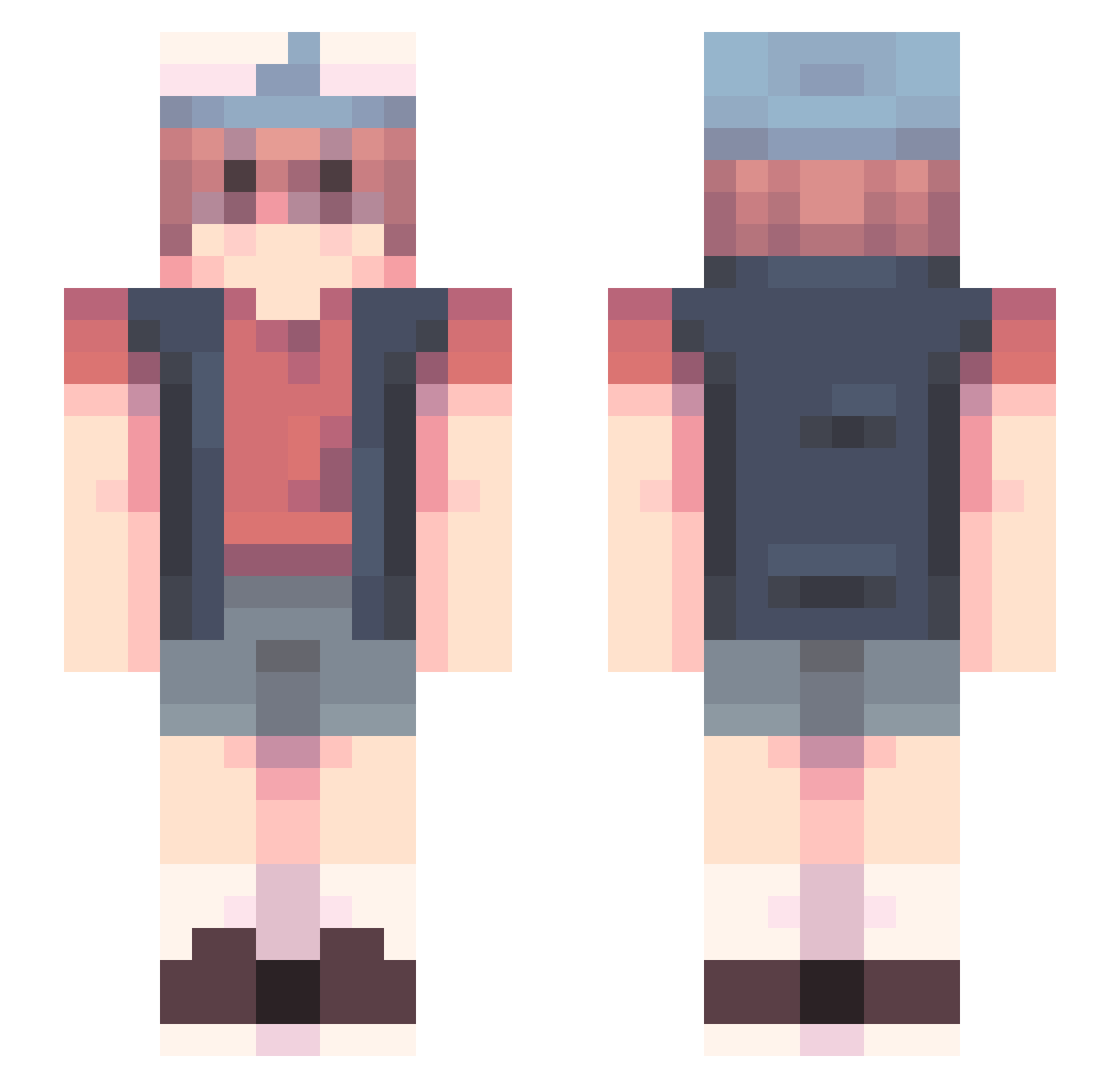 emocrybb Minecraft skin, front and back view