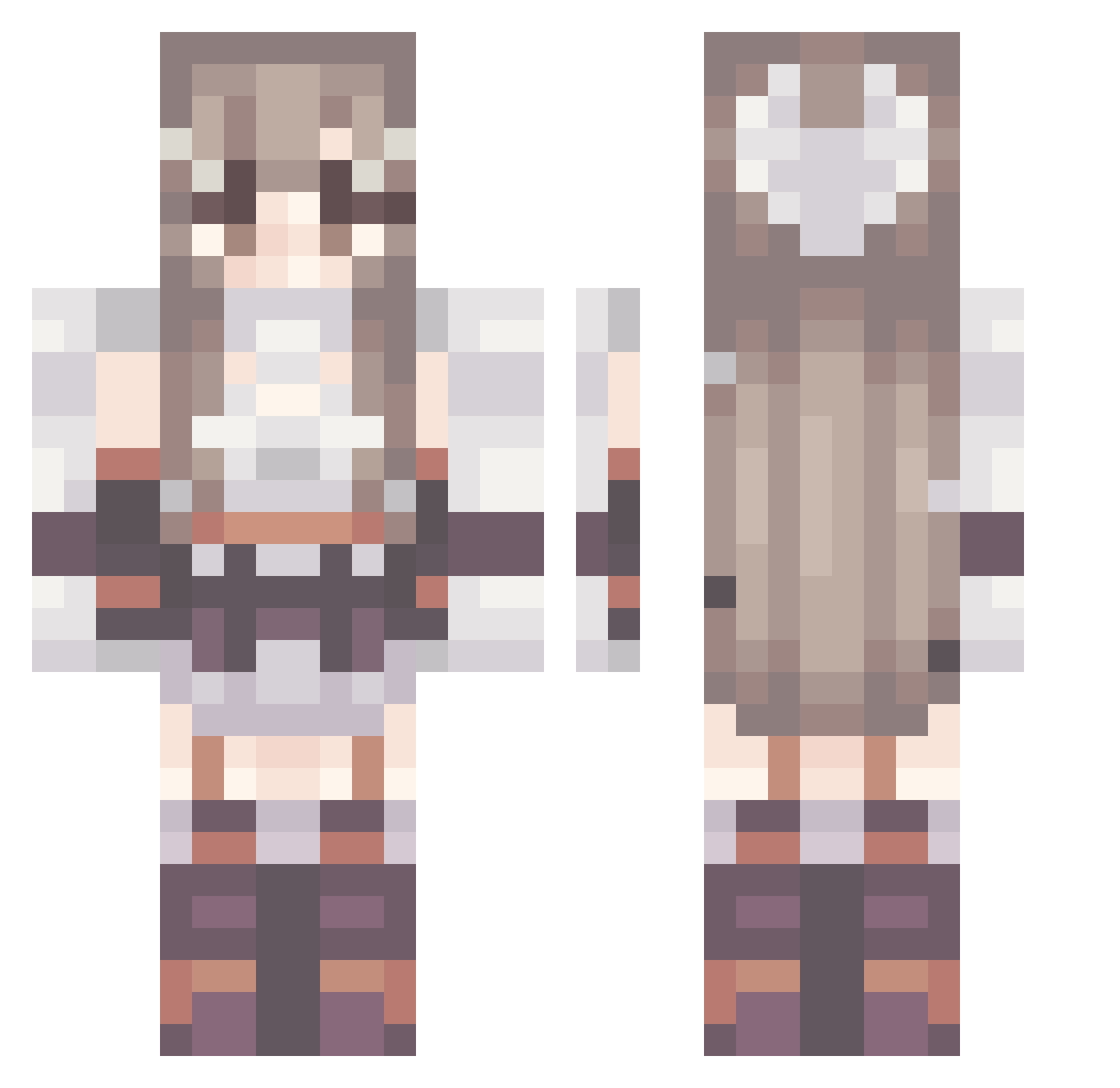 Zoonc Minecraft skin, front and back view