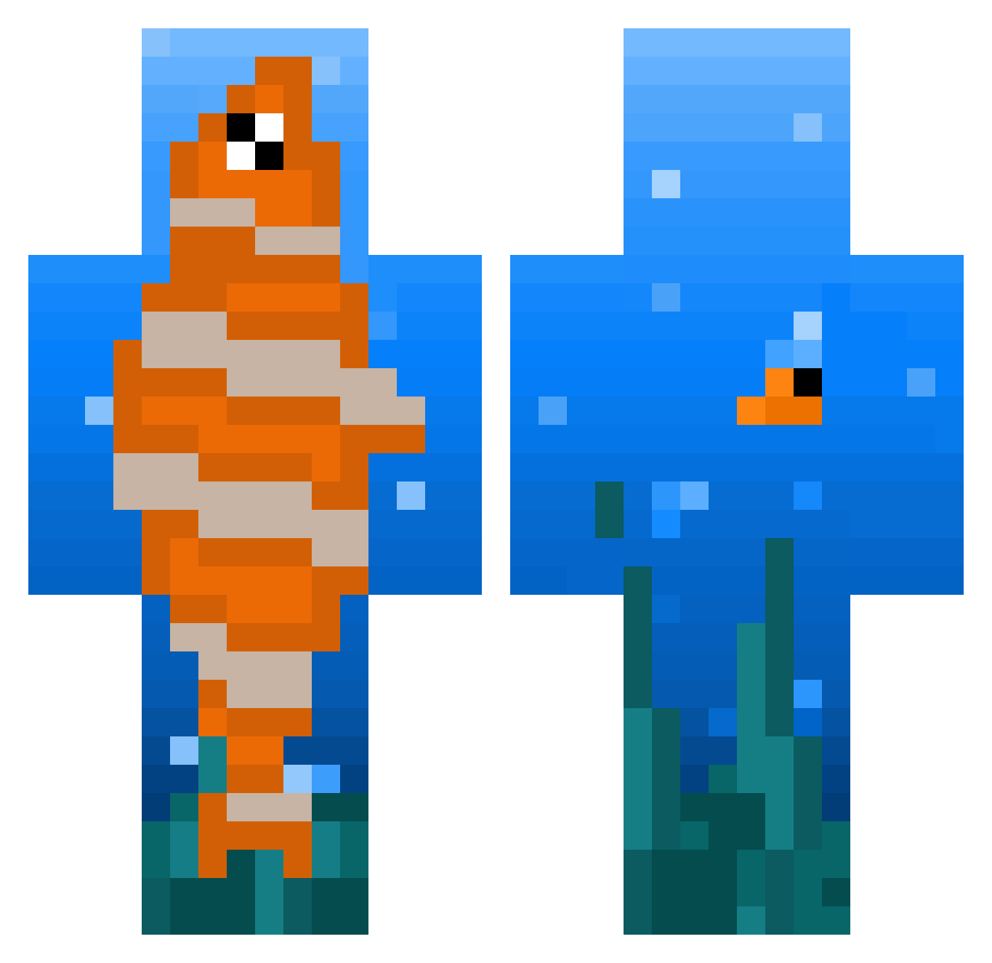 Flowtinee Minecraft skin, front and back view