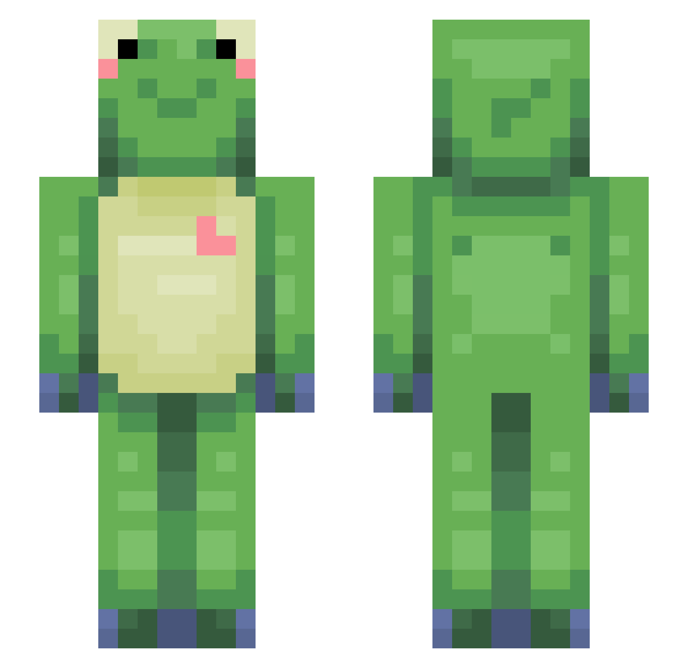 potassium_ Minecraft skin, front and back view