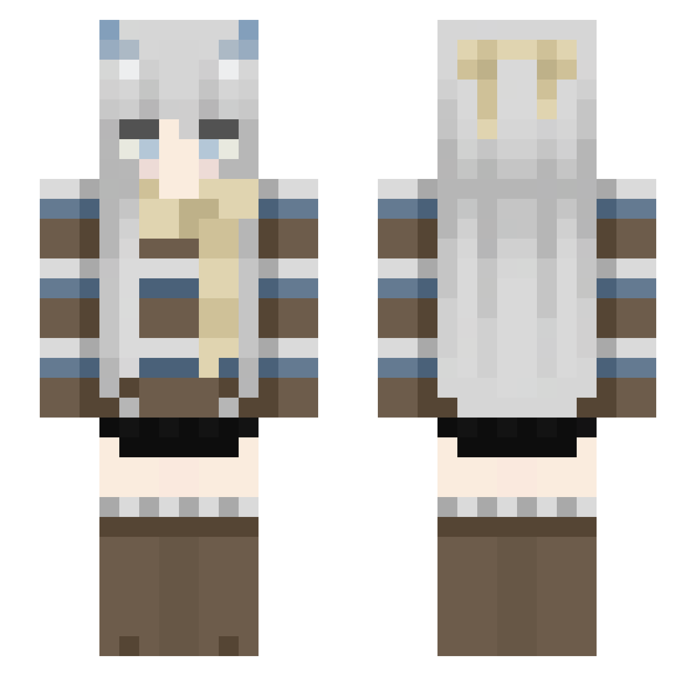 Qiwe888 Minecraft skin, front and back view