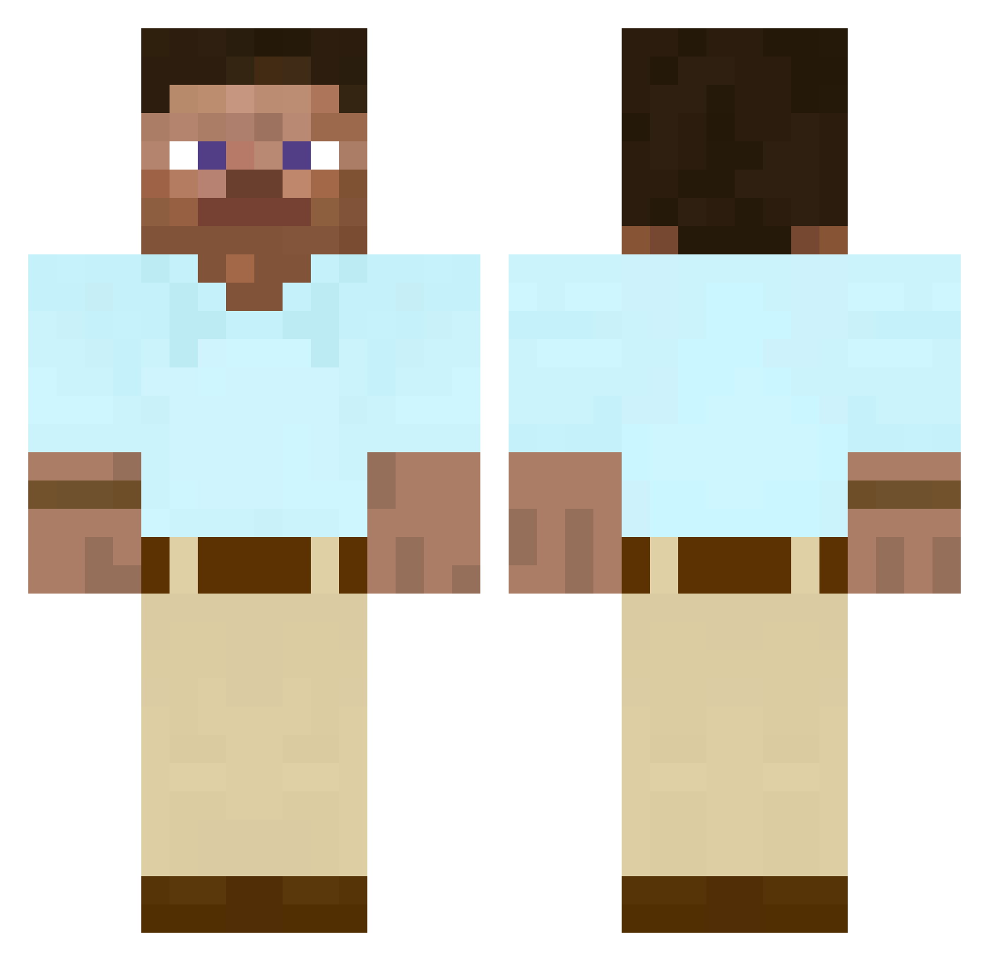 50xp Minecraft skin, front and back view