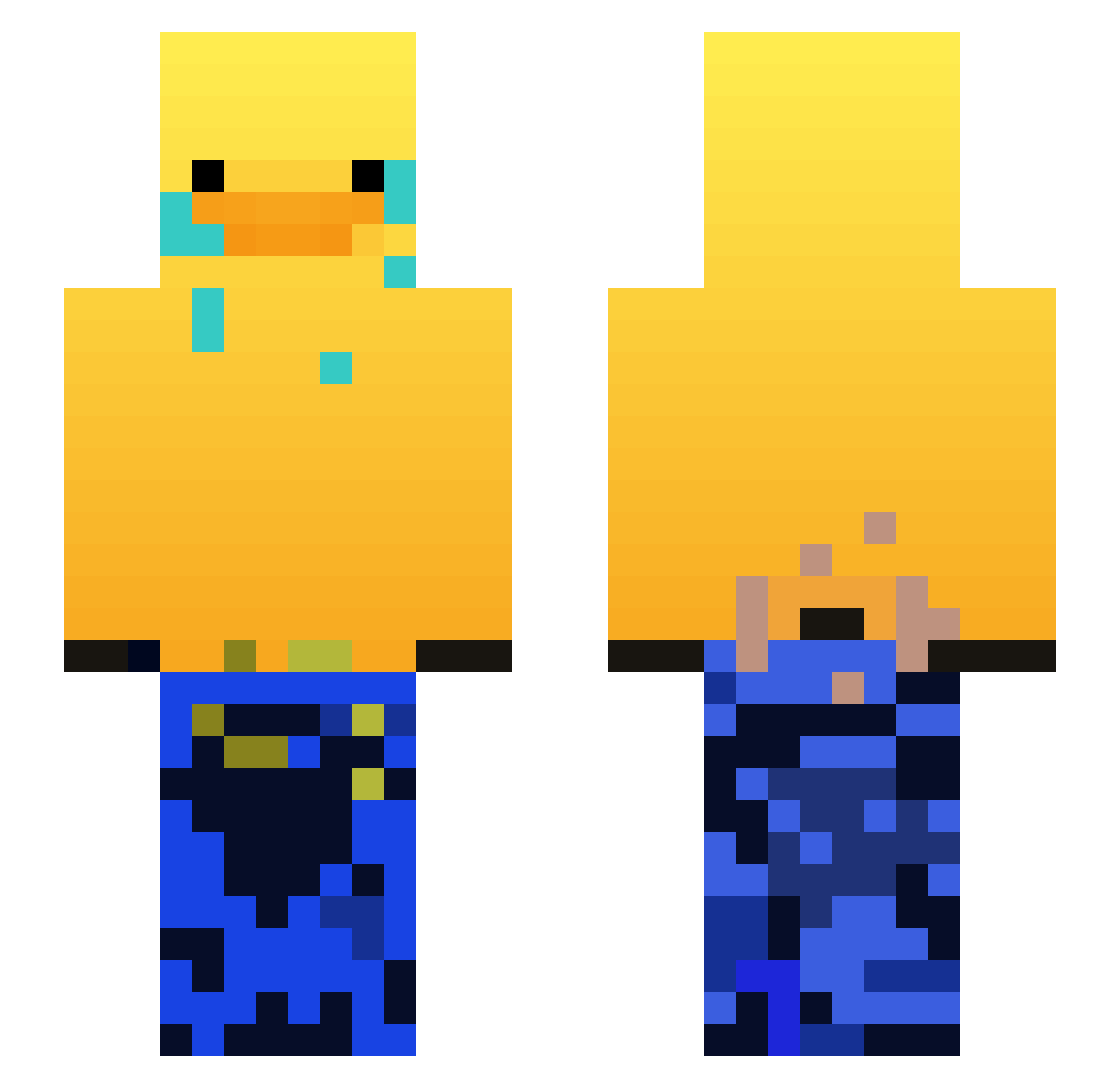 Finleythefirst Minecraft skin, front and back view