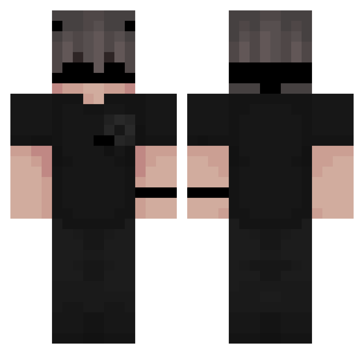R3D12K Minecraft skin, front and back view