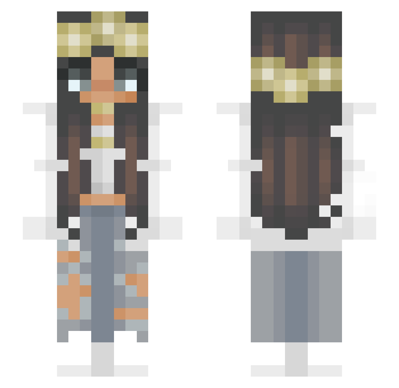 Vivizhh Minecraft skin, front and back view