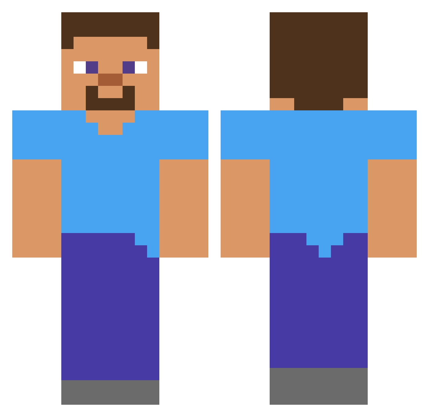 Villager_King124 Minecraft skin, front and back view