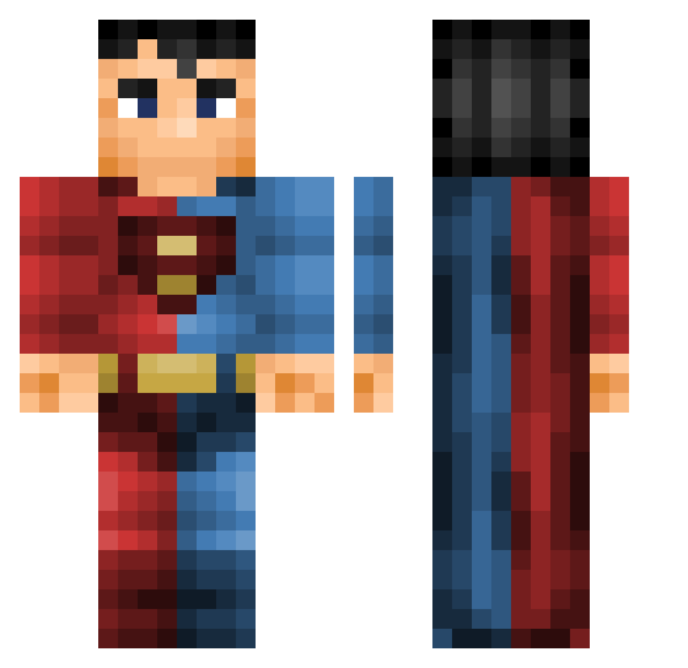 LoveGump Minecraft skin, front and back view