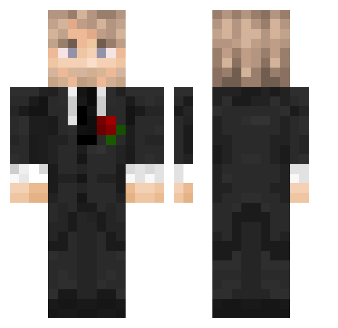 TuesdayGUNS Minecraft skin, front and back view