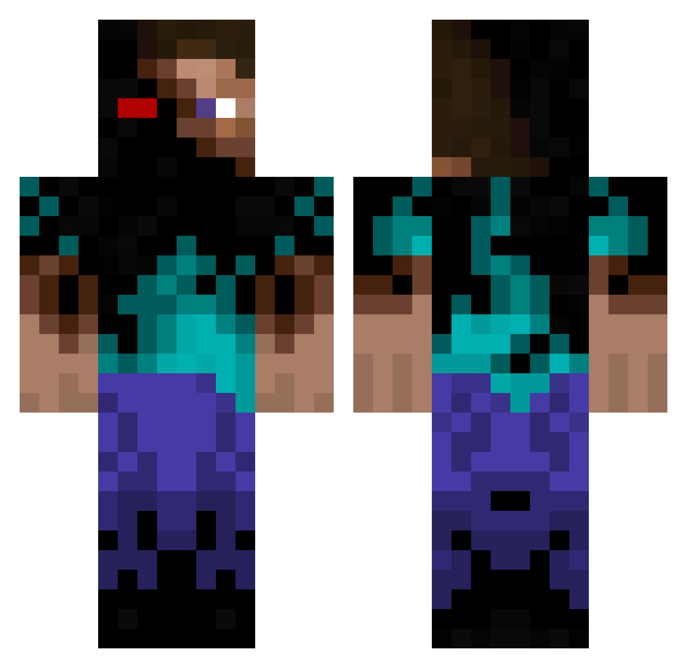Wazkoz Minecraft skin, front and back view