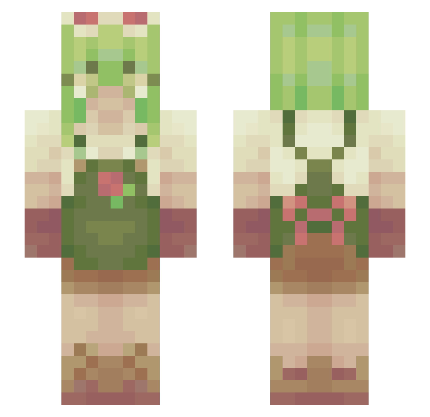 uplane Minecraft skin, front and back view