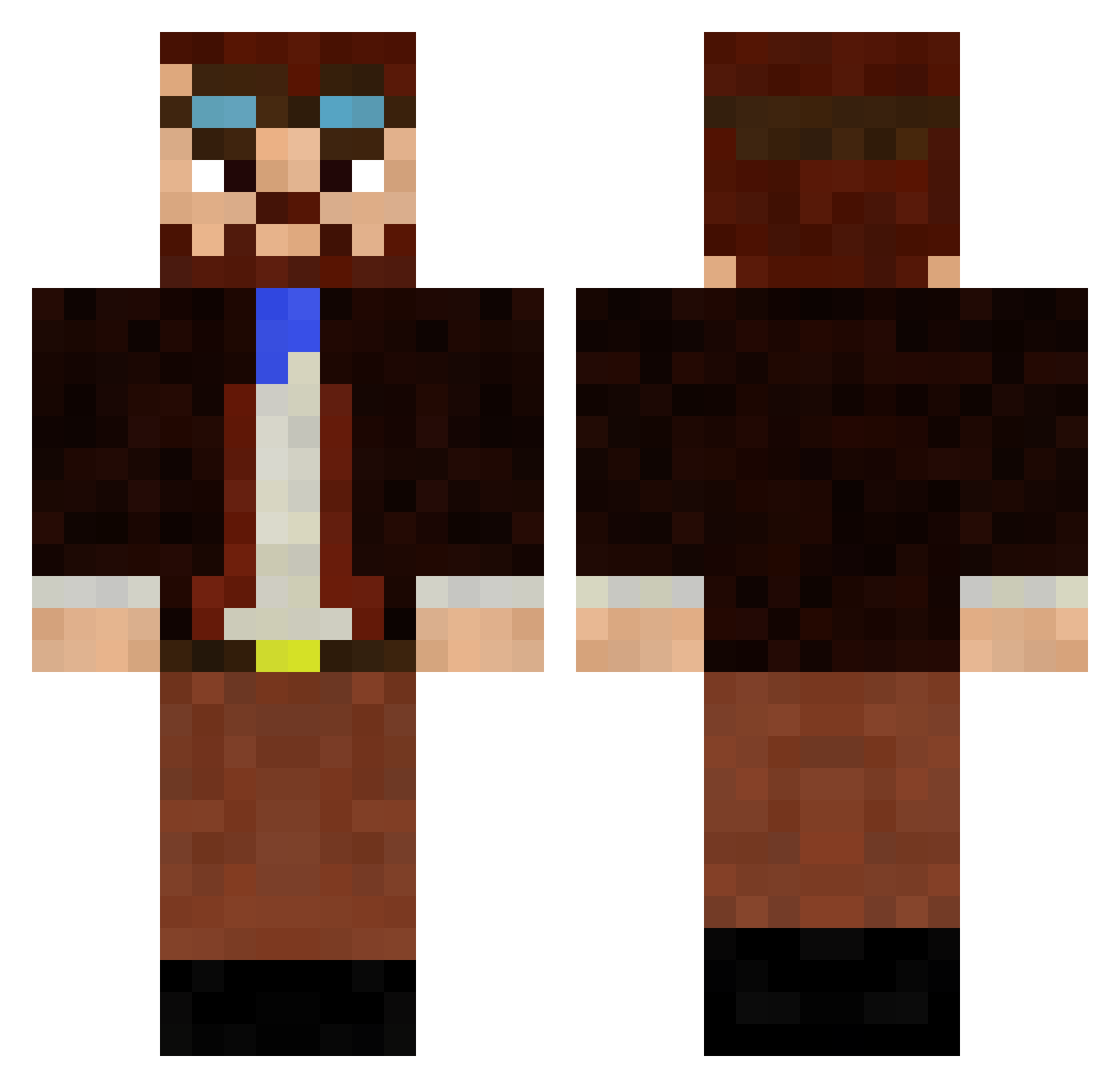 Lew3ndler Minecraft skin, front and back view