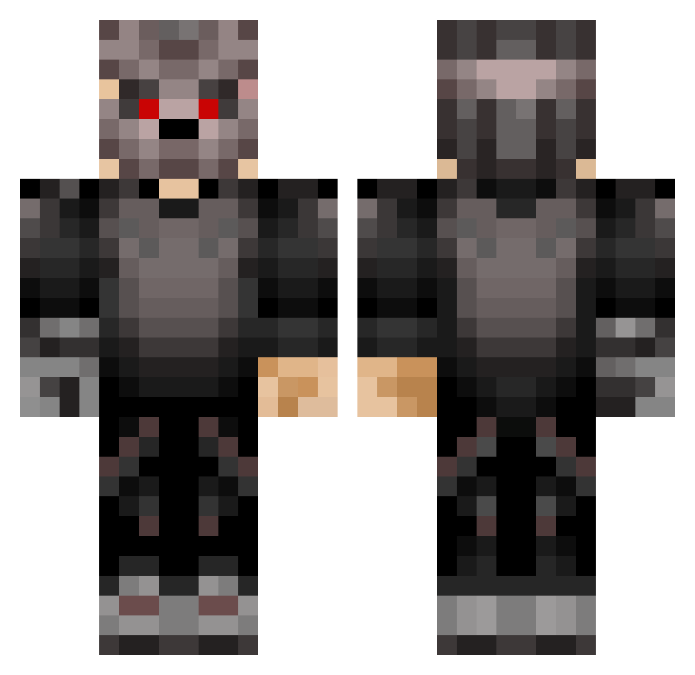 WigglingDeath Minecraft skin, front and back view
