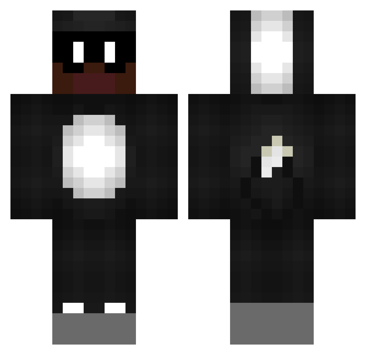 HunkSkunk Minecraft skin, front and back view