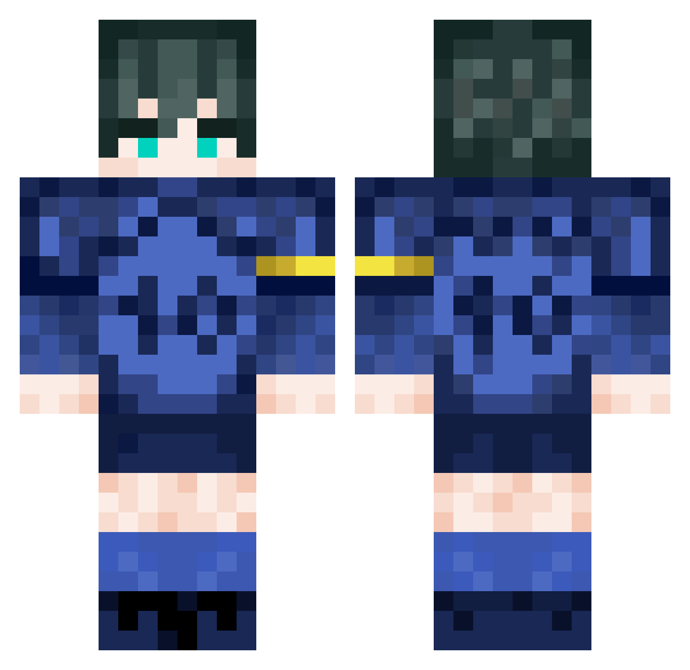 Ginwk Minecraft skin, front and back view