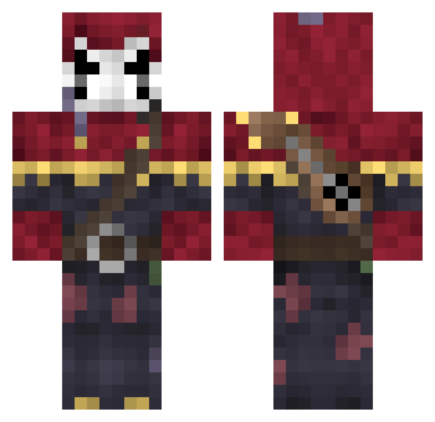 KakyoinTheGamer Minecraft skin, front and back view