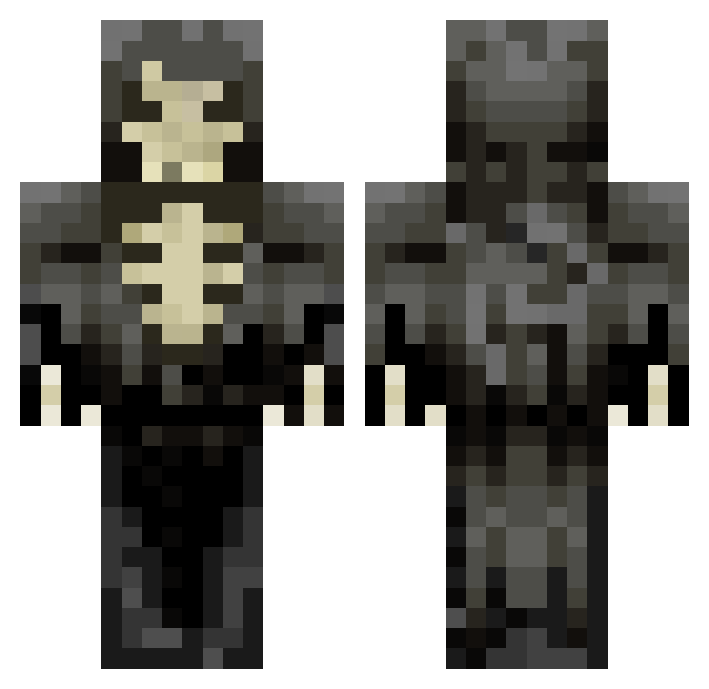 Qromix Minecraft skin, front and back view