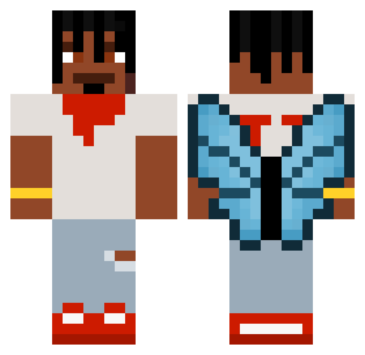jetkki Minecraft skin, front and back view