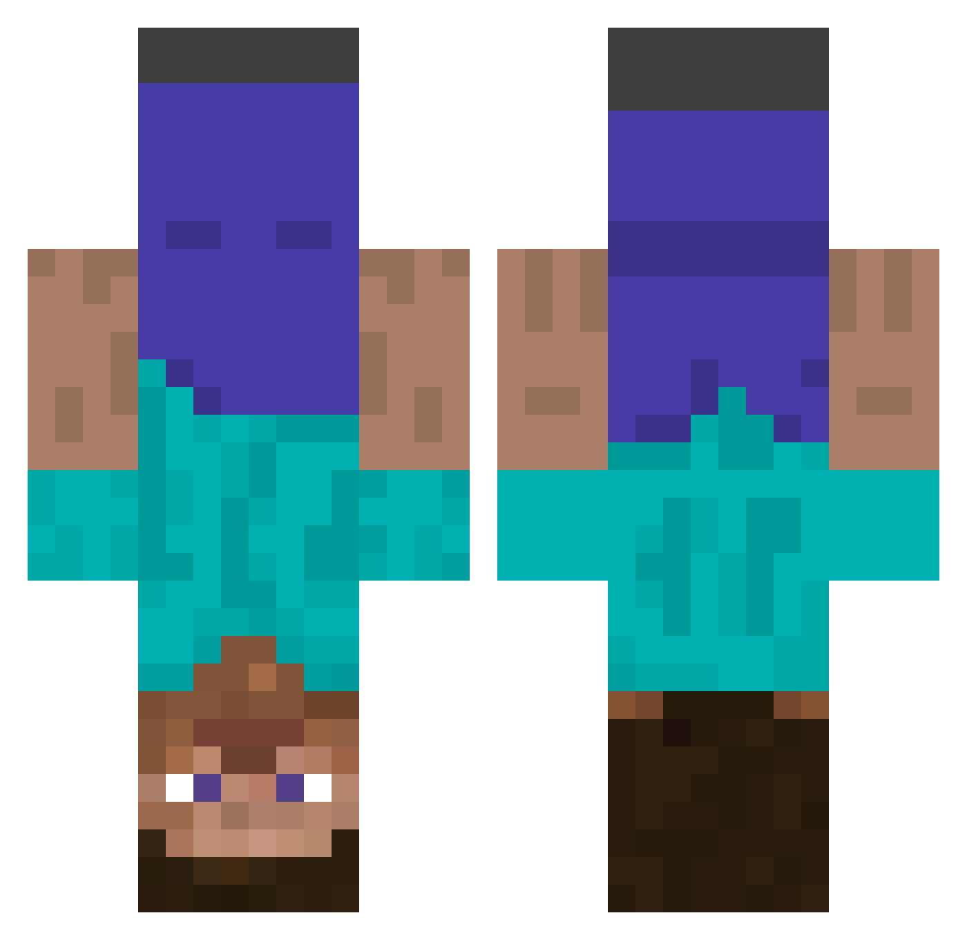Ryanlikessnakes Minecraft skin, front and back view