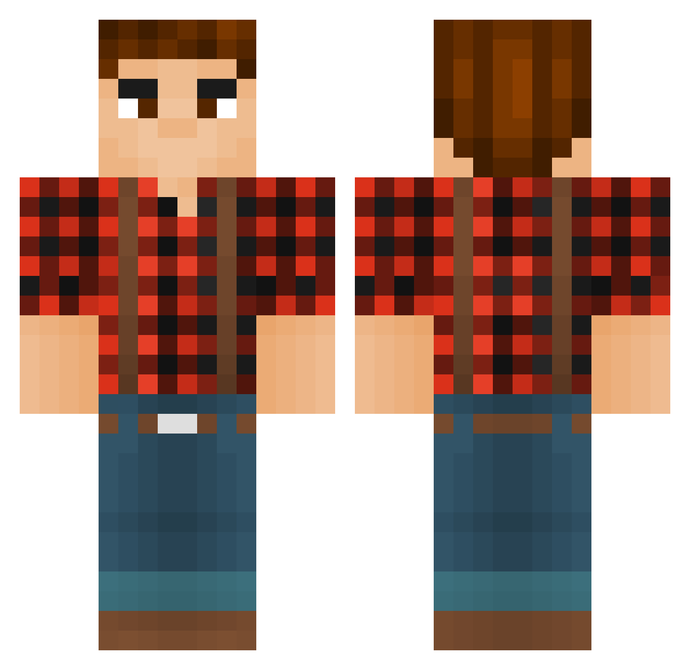 Hillblah Minecraft skin, front and back view