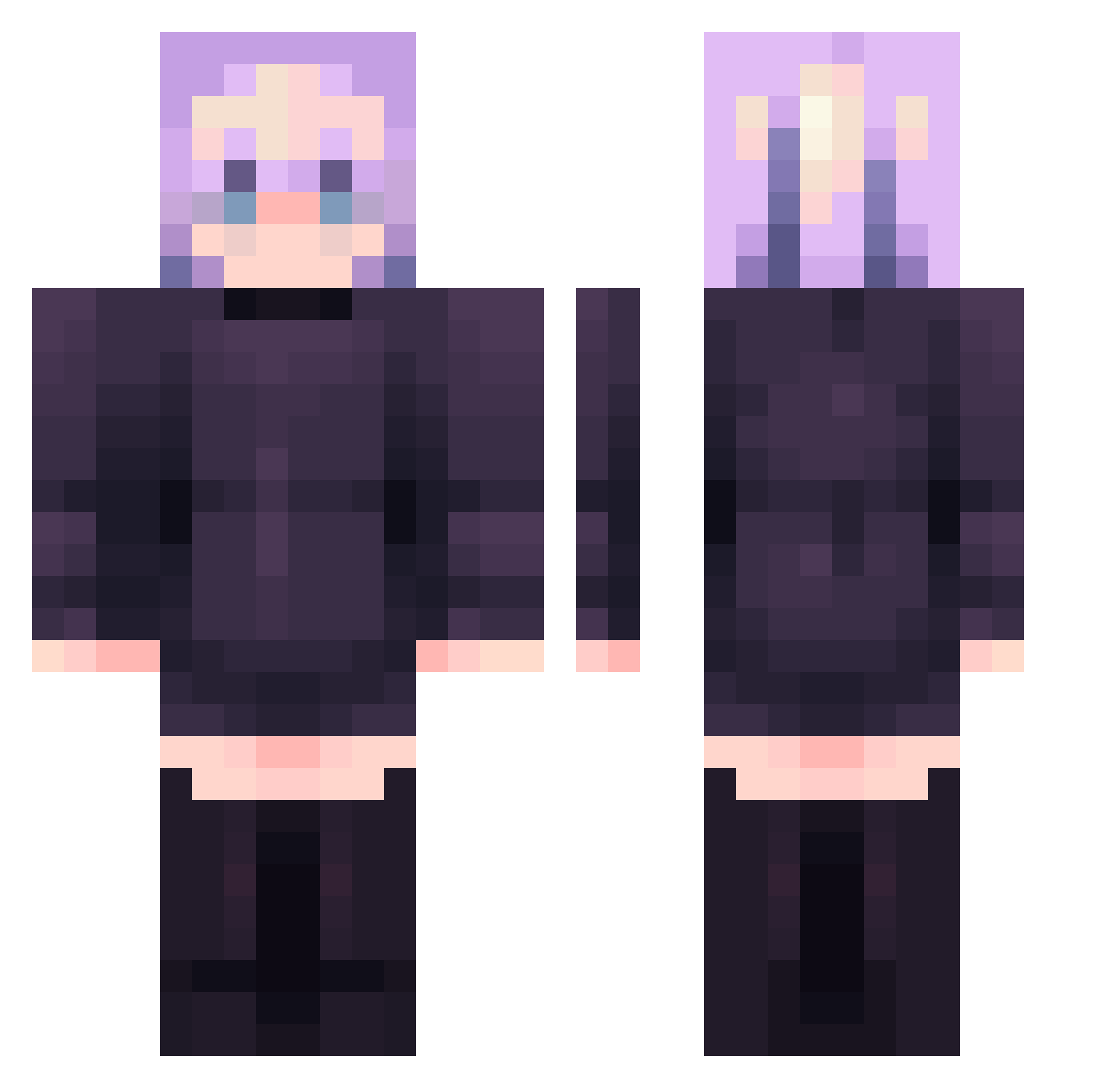 washiernebula Minecraft skin, front and back view
