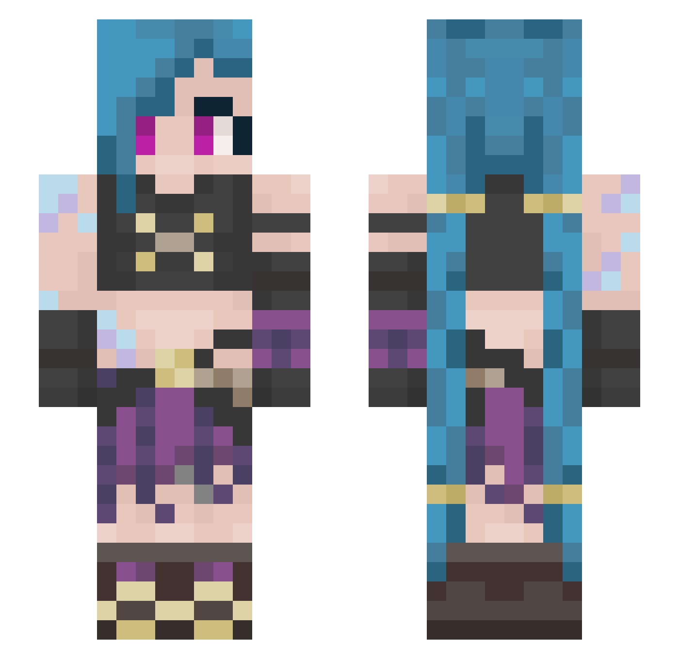 sslushie Minecraft skin, front and back view