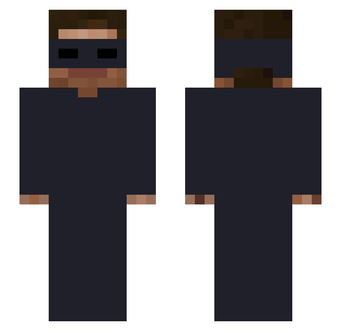 Indagato Minecraft skin, front and back view