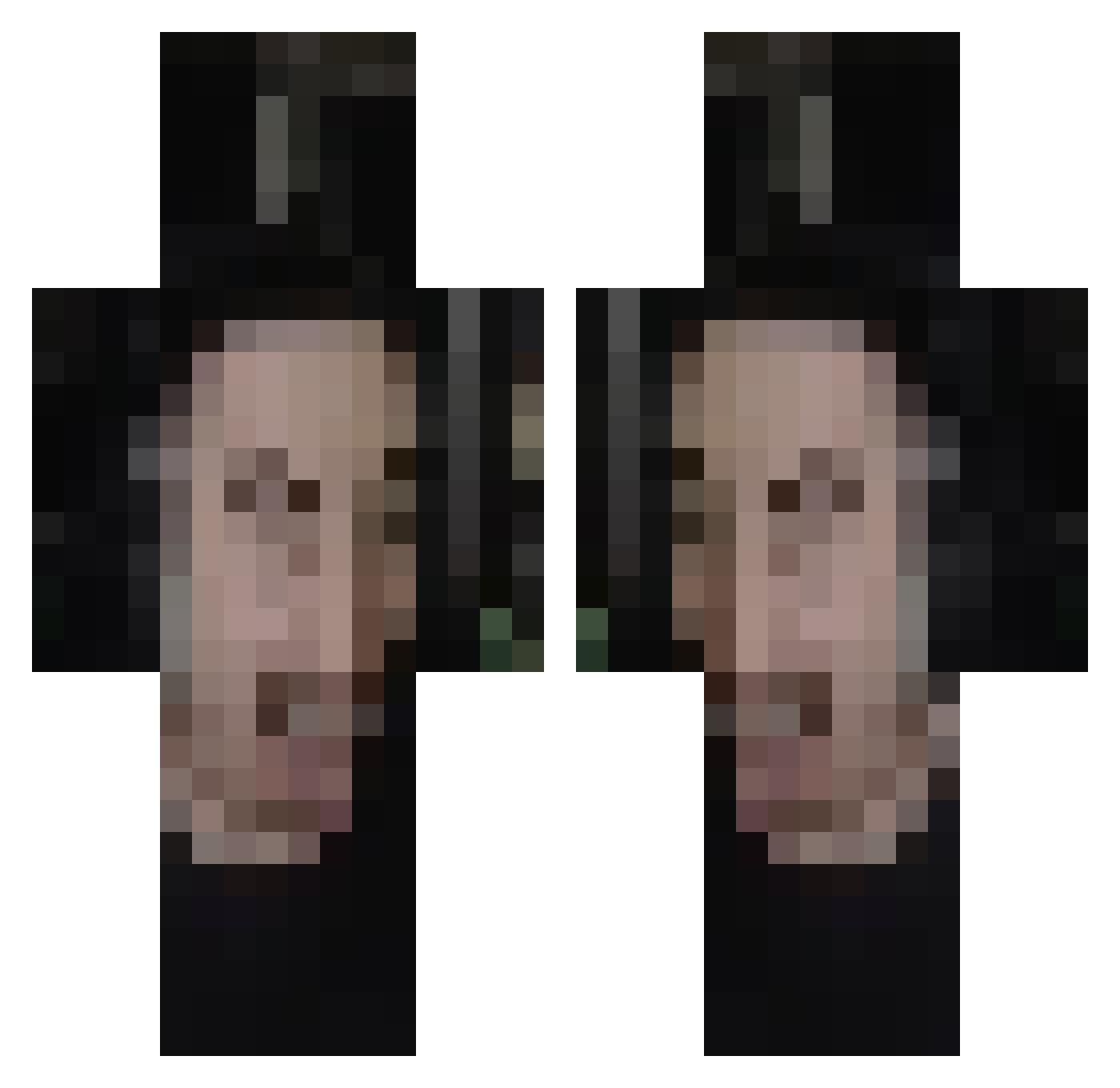 UpbeatLobster783 Minecraft skin, front and back view
