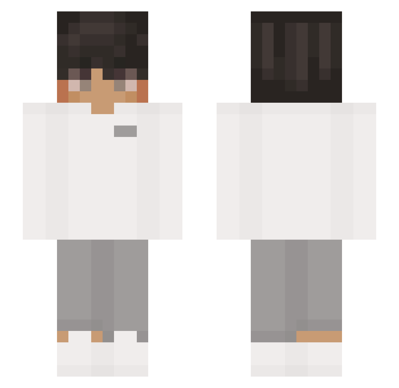 SuxvTv Minecraft skin, front and back view