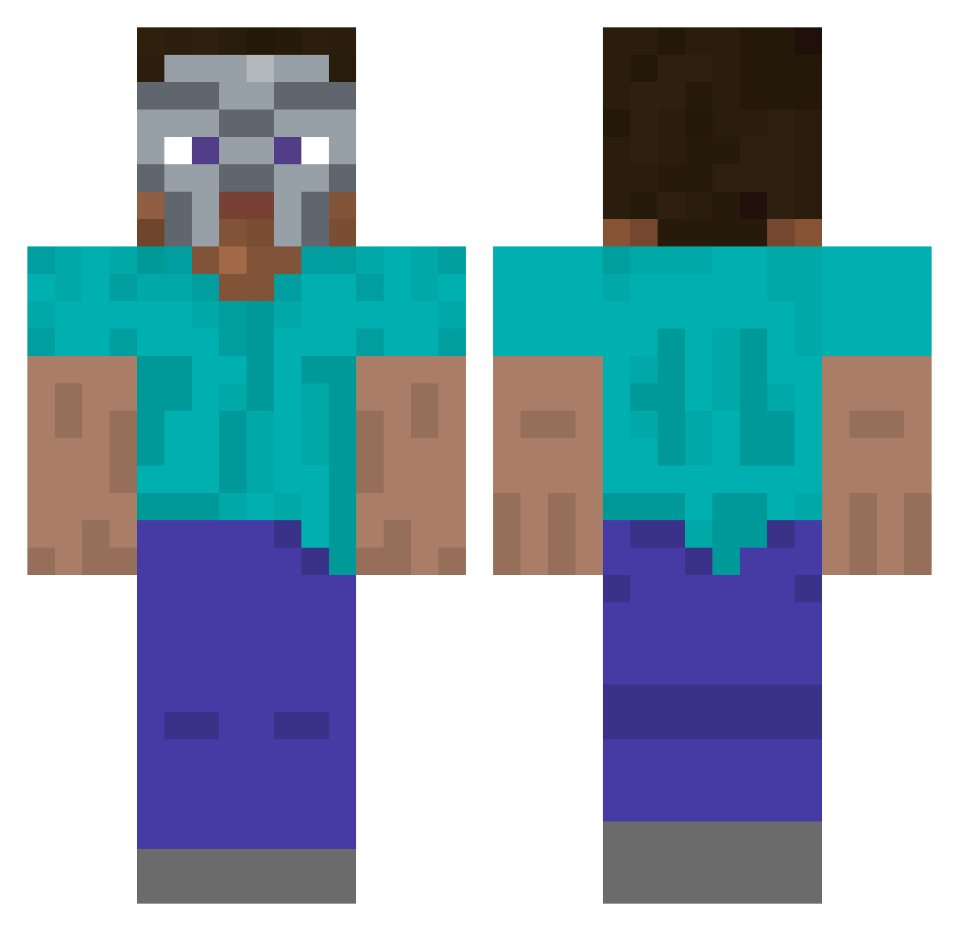 sourbun Minecraft skin, front and back view